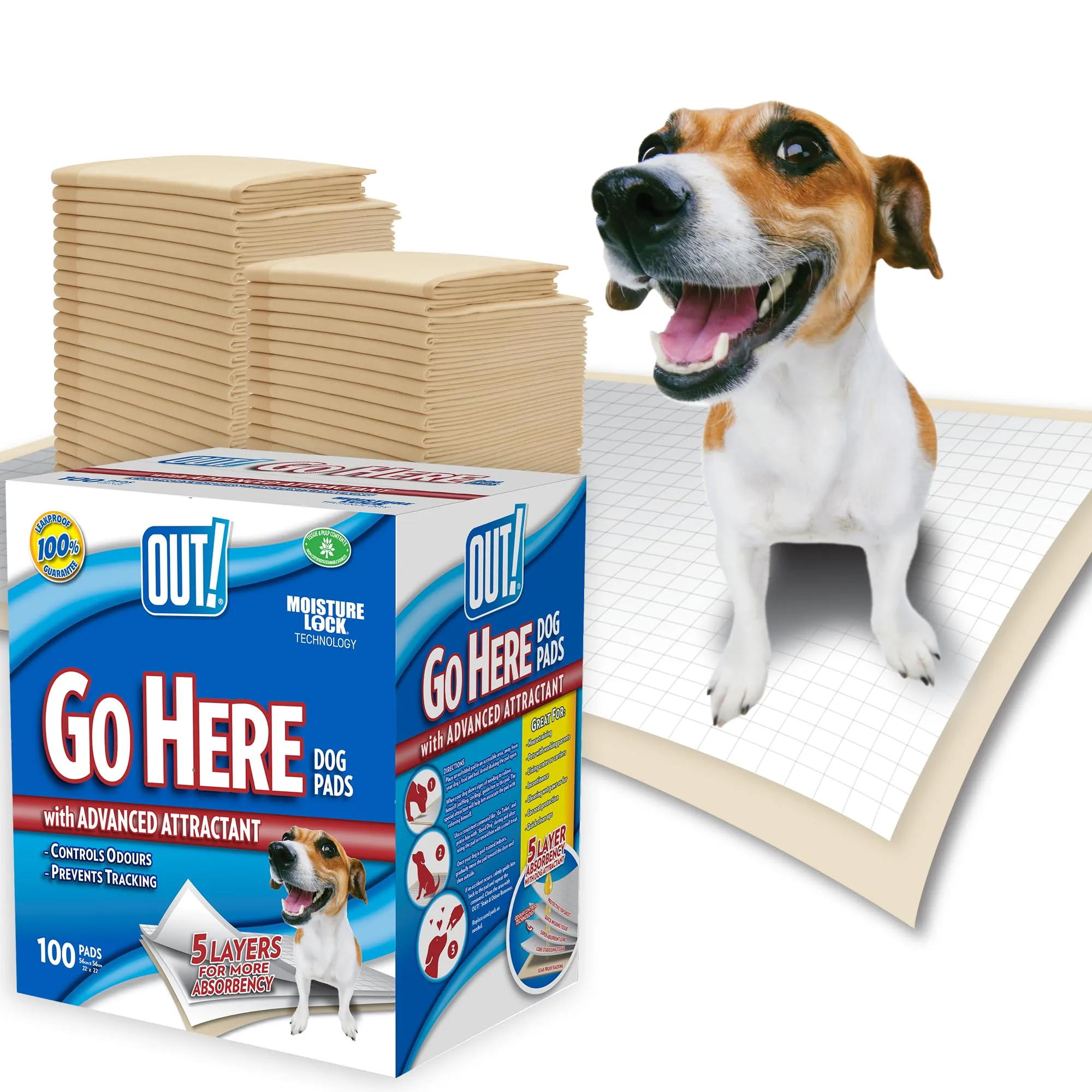 OUT! Assorbenti pad per cani e cuccioli, confezione da 100 - immagine 1