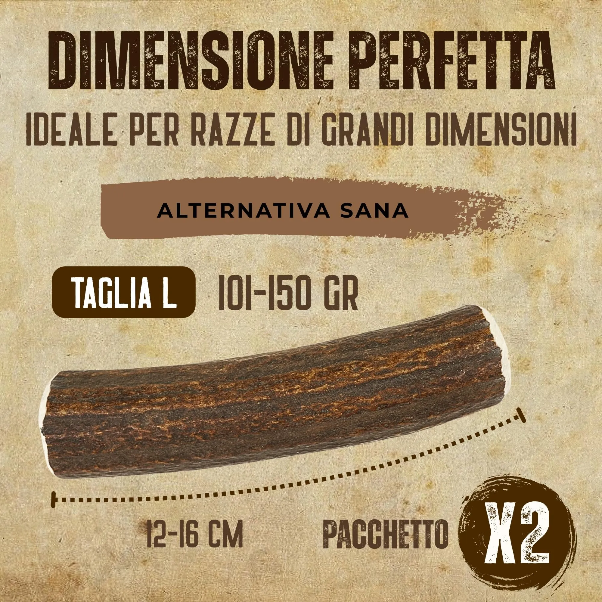 Kira & Gara Corno di Cervo Naturale per Cani (L, 101-150g, 2pz) - immagine 4