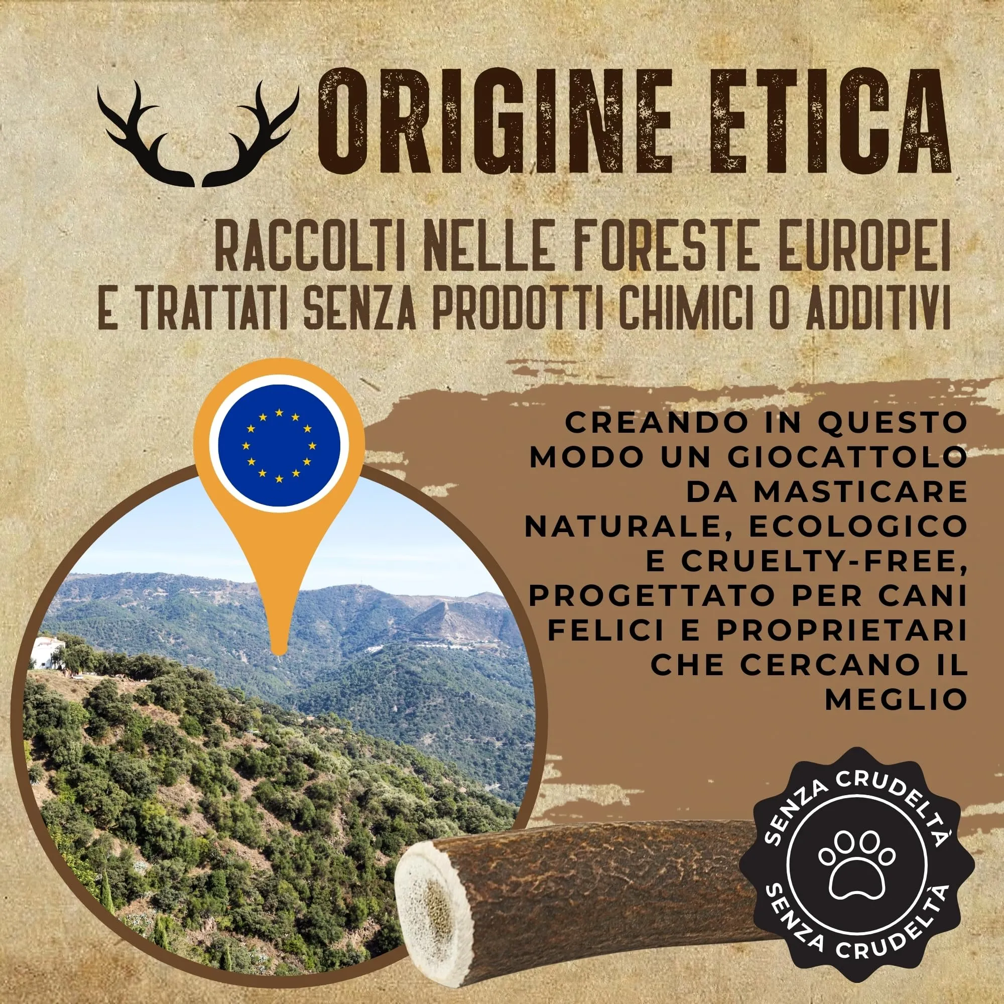 Kira & Gara Corno di Cervo Naturale per Cani (L, 101-150g, 2pz) - immagine 6