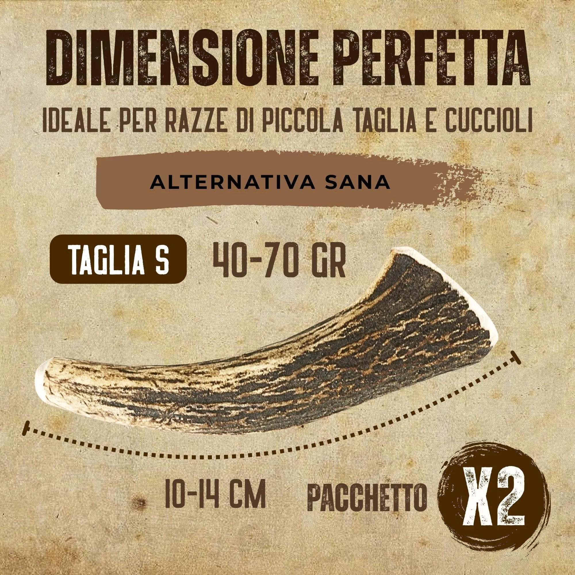 Kira & Gara Corno di Cervo Naturale per Cani (S, 40-70g, 2pz) - immagine 4
