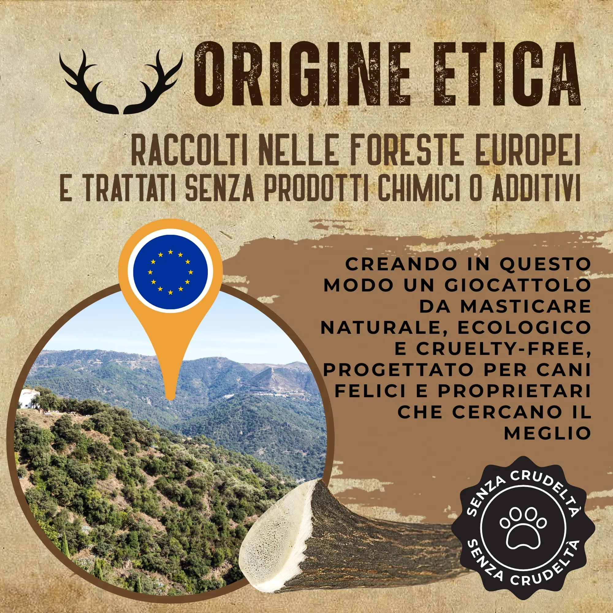 Kira & Gara Corno di Cervo Naturale per Cani (S, 40-70g, 1pz) - immagine 6