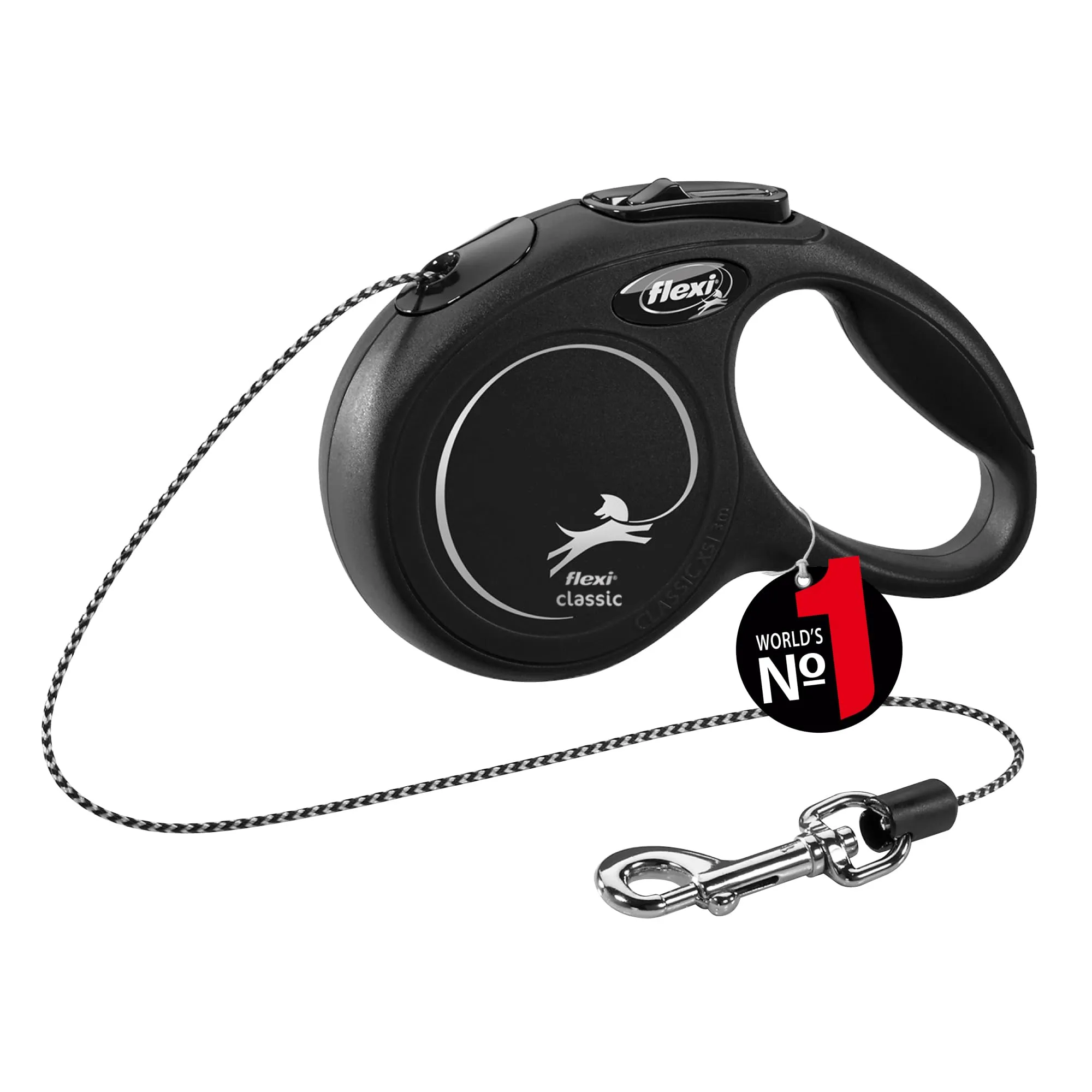 Flexi New Classic Cord Guinzaglio per cani allungabile, XS fino a 8 kg, 3 Metri, Nero - immagine 1