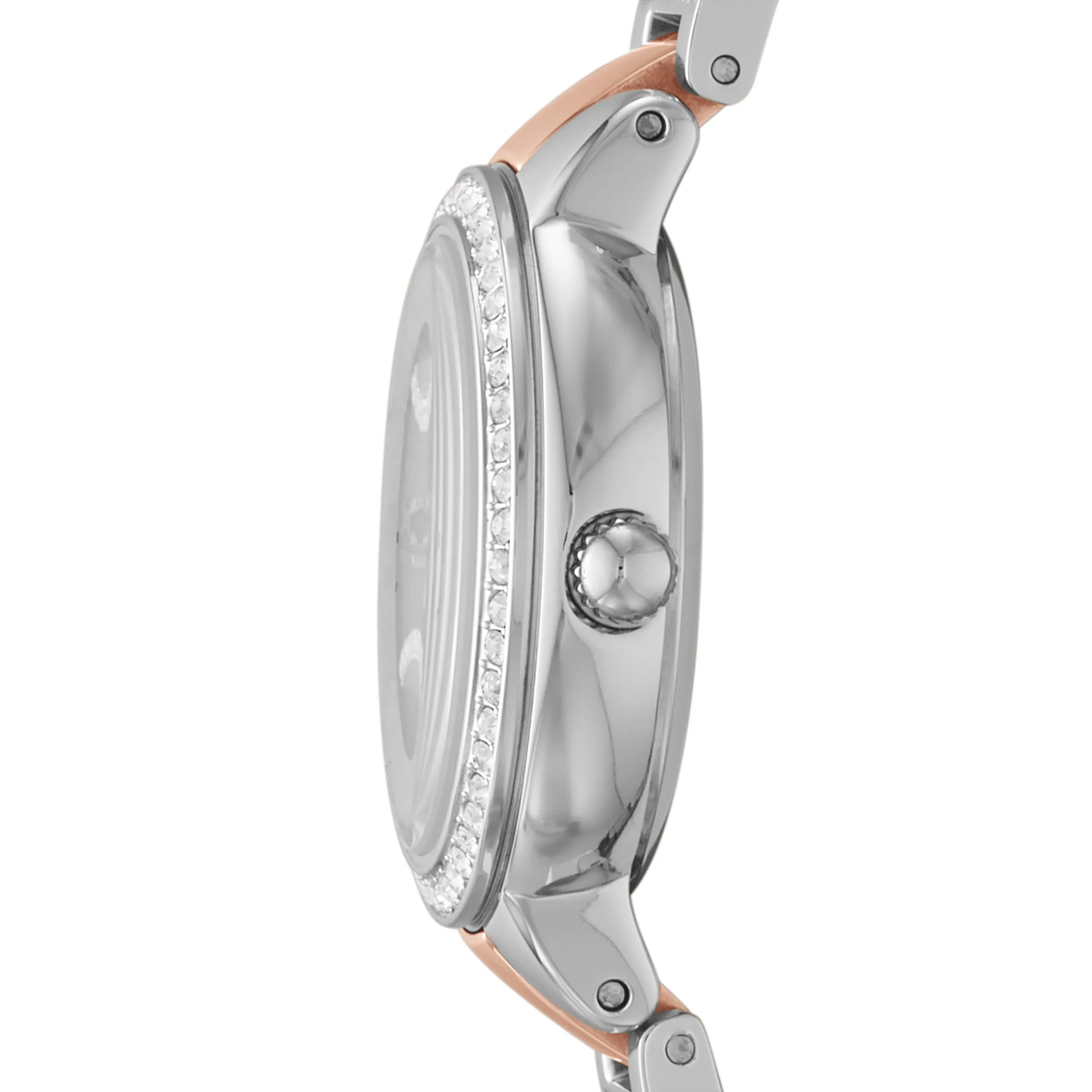 Fossil Virginia Orologio da Donna ES3405, Acciaio Inossidabile 30 mm, Argento e Oro Rosa con Glitter - immagine 3