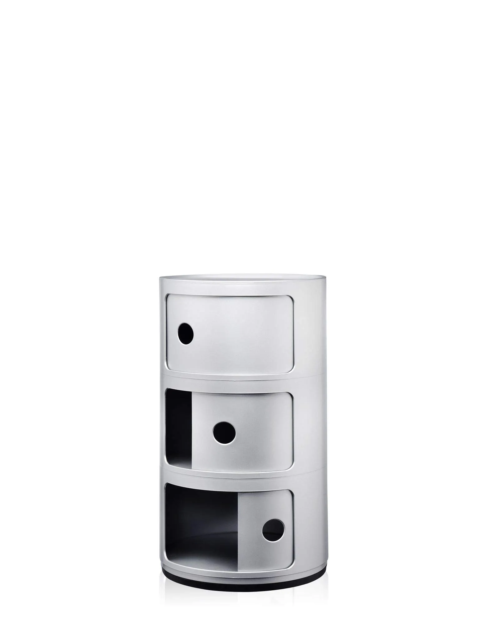 Kartell Componibili Storage Unit 3 Elements, ABS, Round Base, Silver, 32 x 32 x 58.5 cm - immagine 4