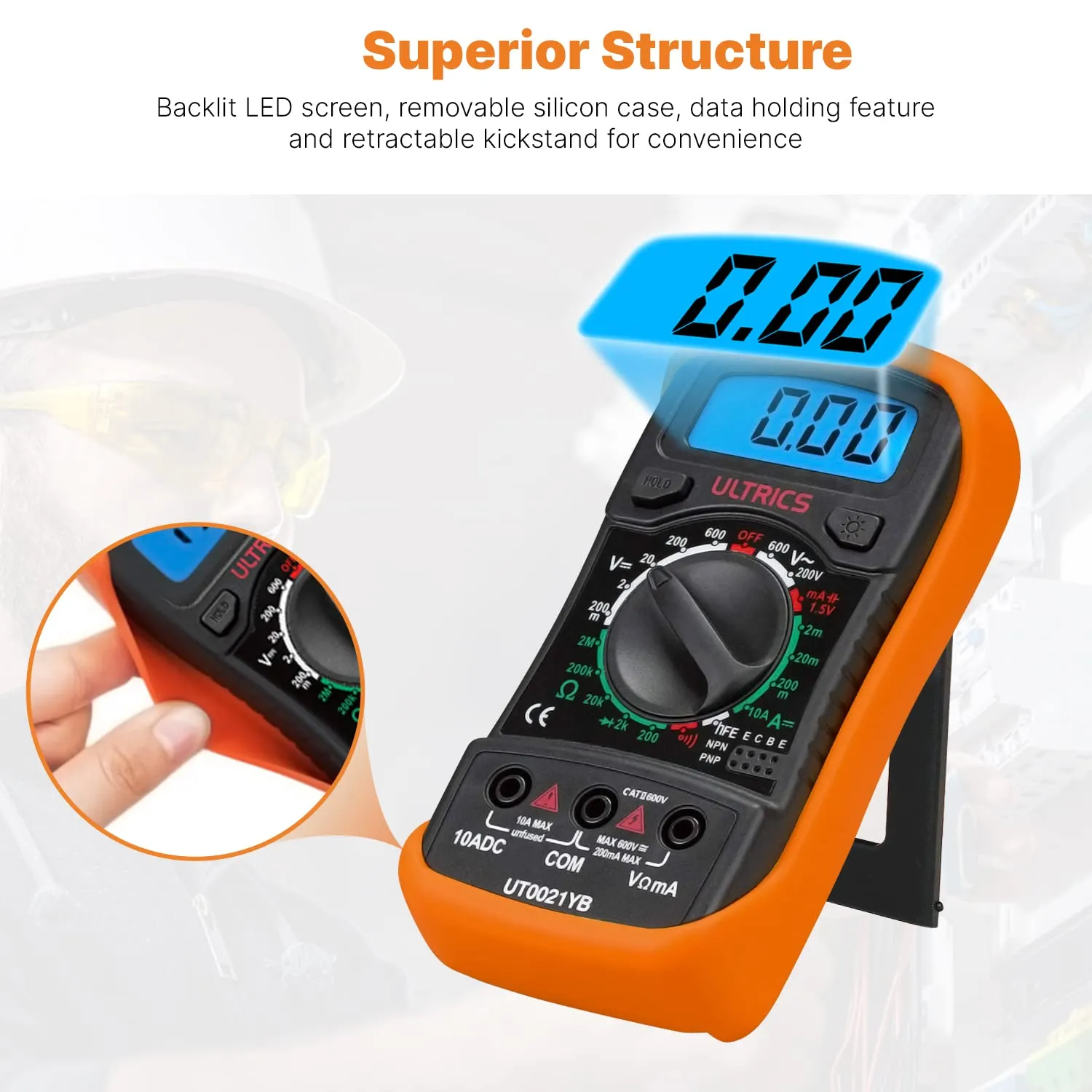 ULTRICS Multimetro Digitale Tester Tensione AC/DC, Corrente DC, Ohm - immagine 5