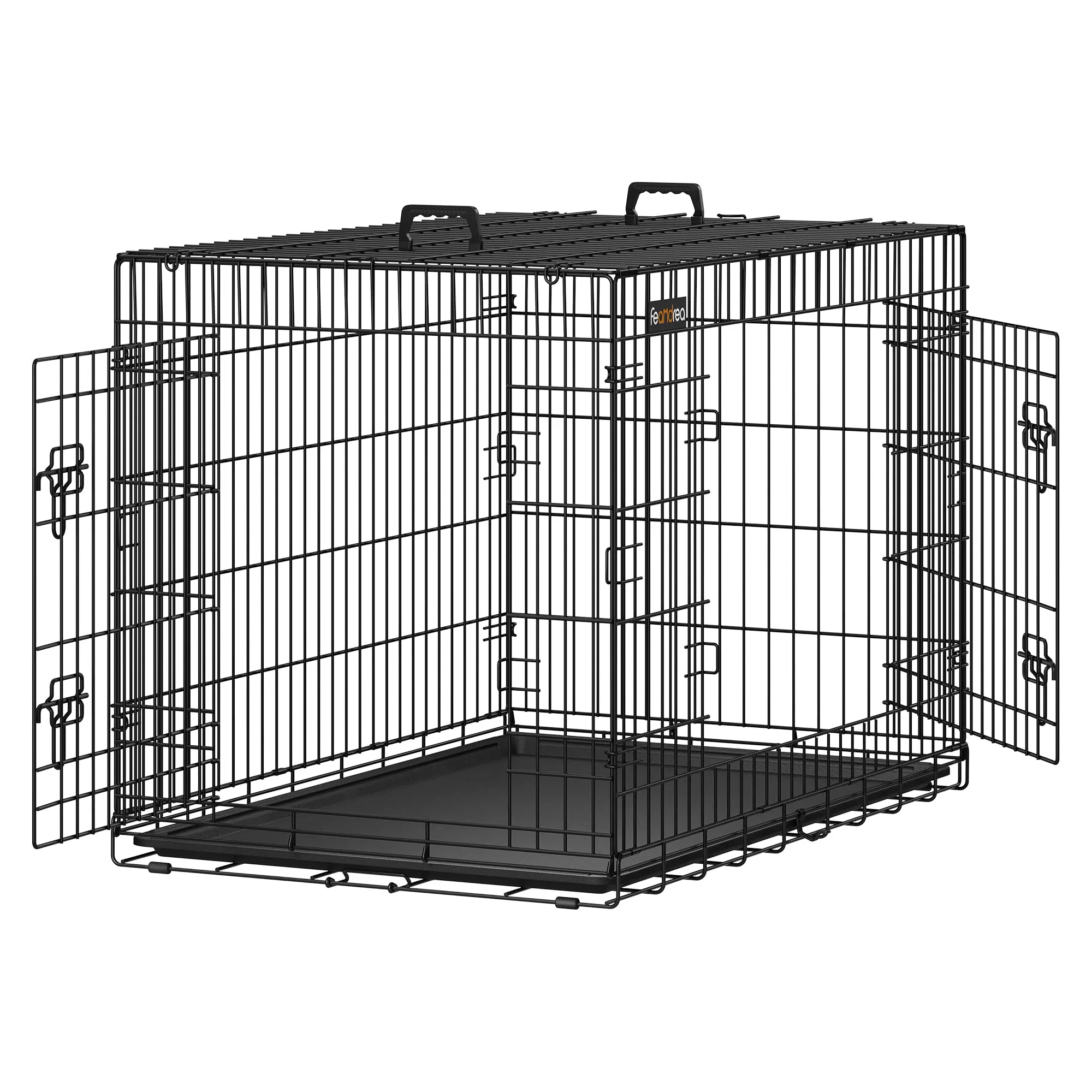 Feandrea Gabbia per Cani Pieghevole con 2 Porte e Vassoio Rimovibile, 107 x 70 x 77,5 cm, XL, Nero PPD42H - immagine 1