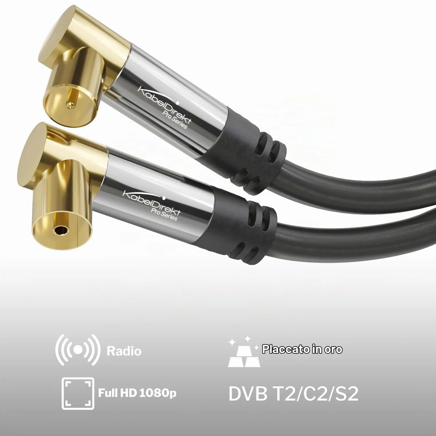 KabelDirekt Cavo Antenna TV 4K, 10m, 90° - immagine 2