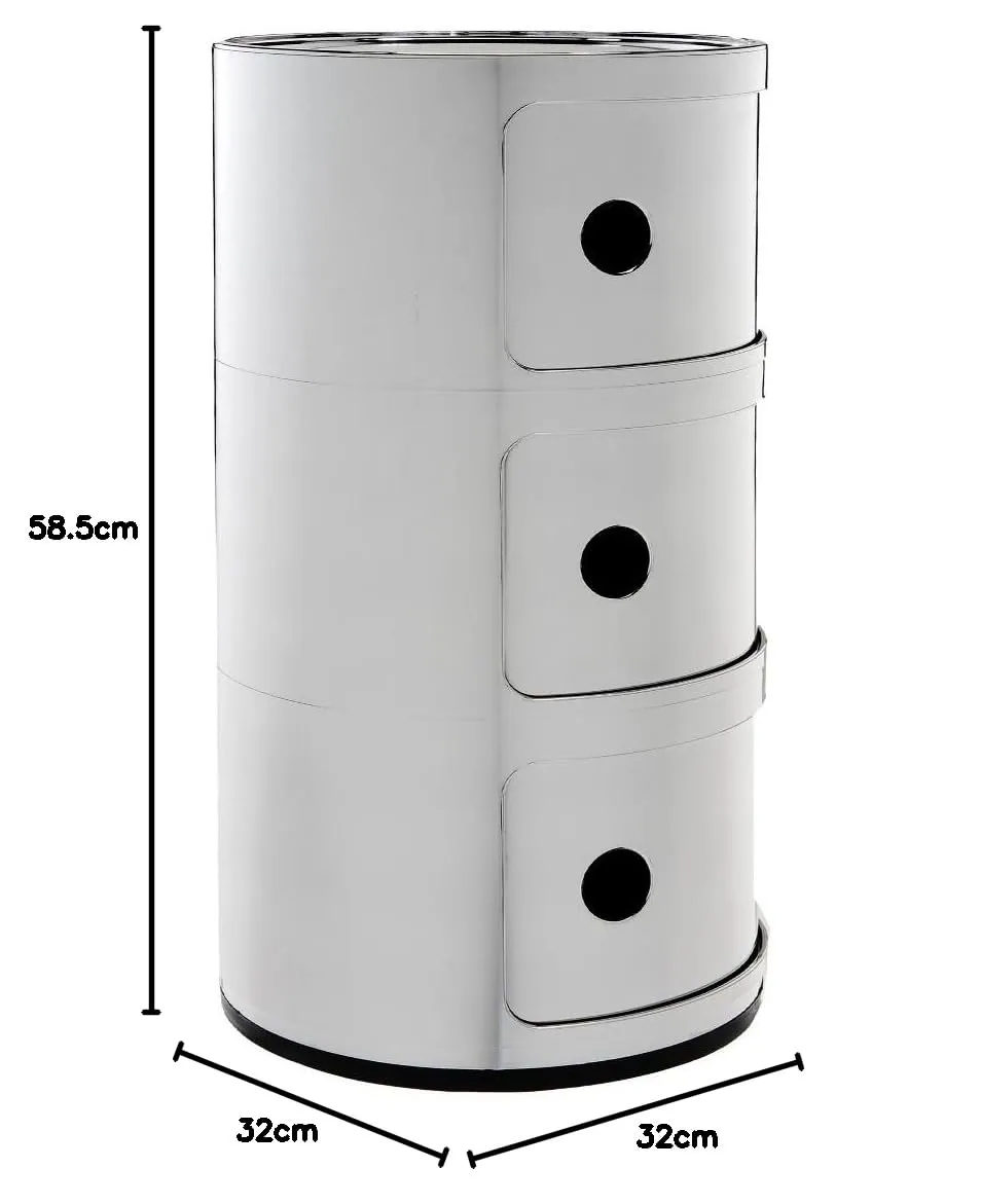 Kartell Componibili Contenitore 3 Elementi, ABS, Cromato, 32 x 32 x 58.5 cm - immagine 3