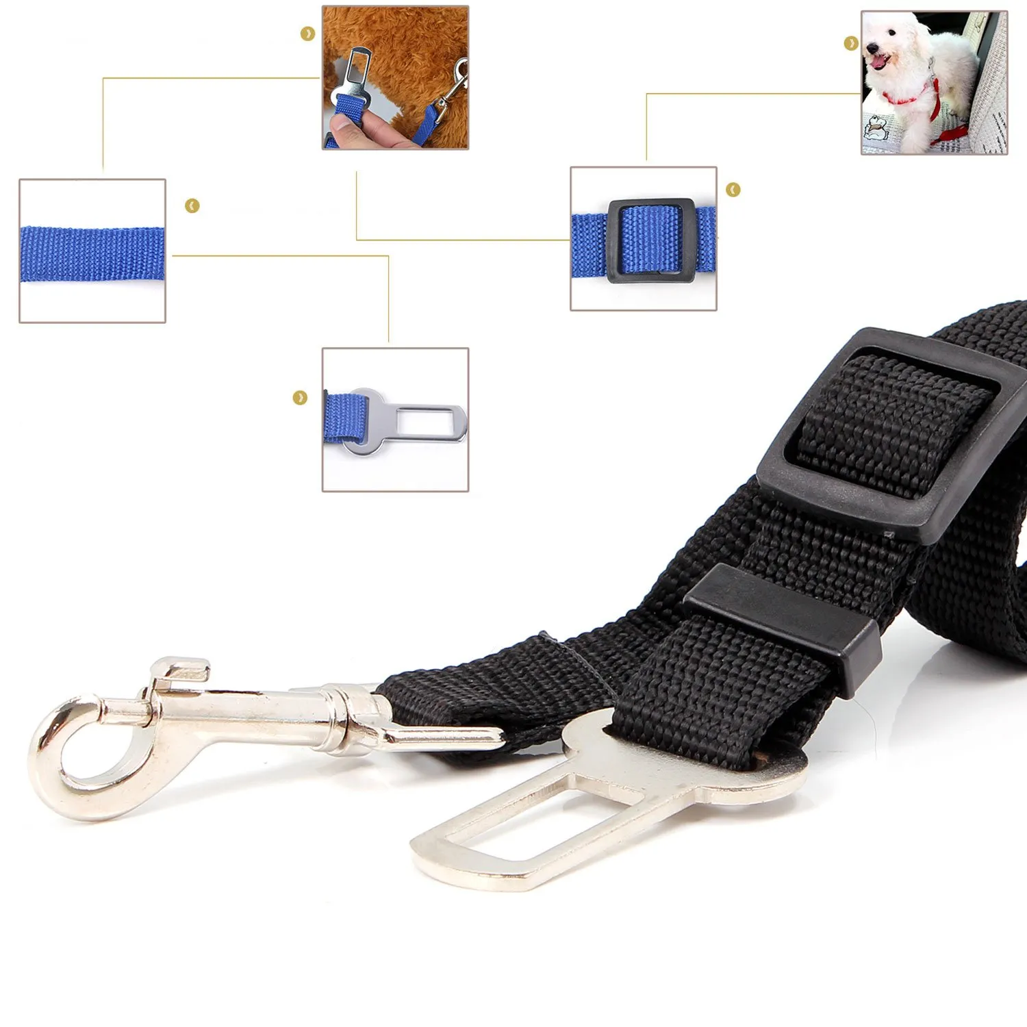 Neuftech Cintura di Sicurezza Auto Regolabile per Cane, Nero, 65cm - immagine 2
