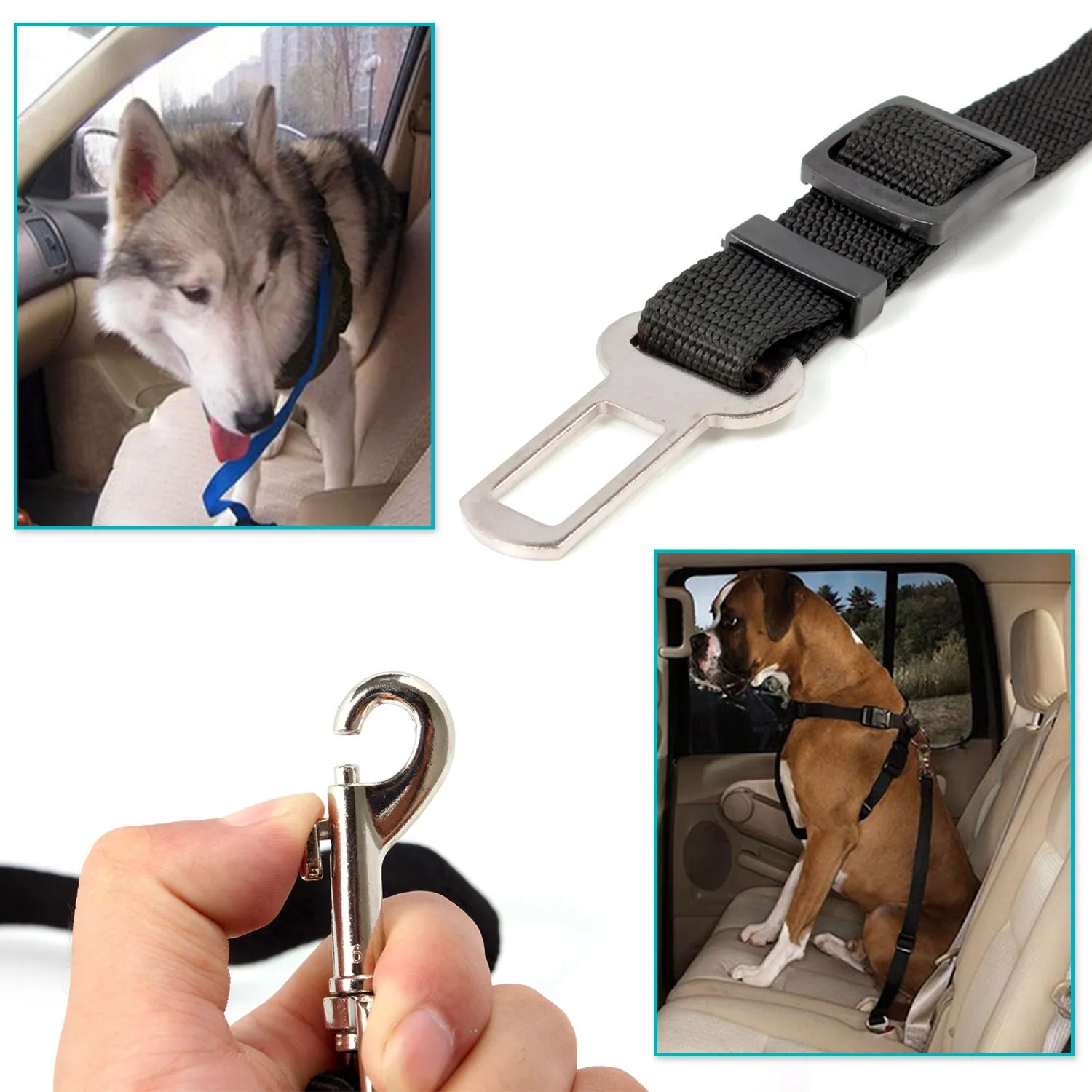 Neuftech Cintura di Sicurezza Auto Regolabile per Cane, Nero, 65cm - immagine 3