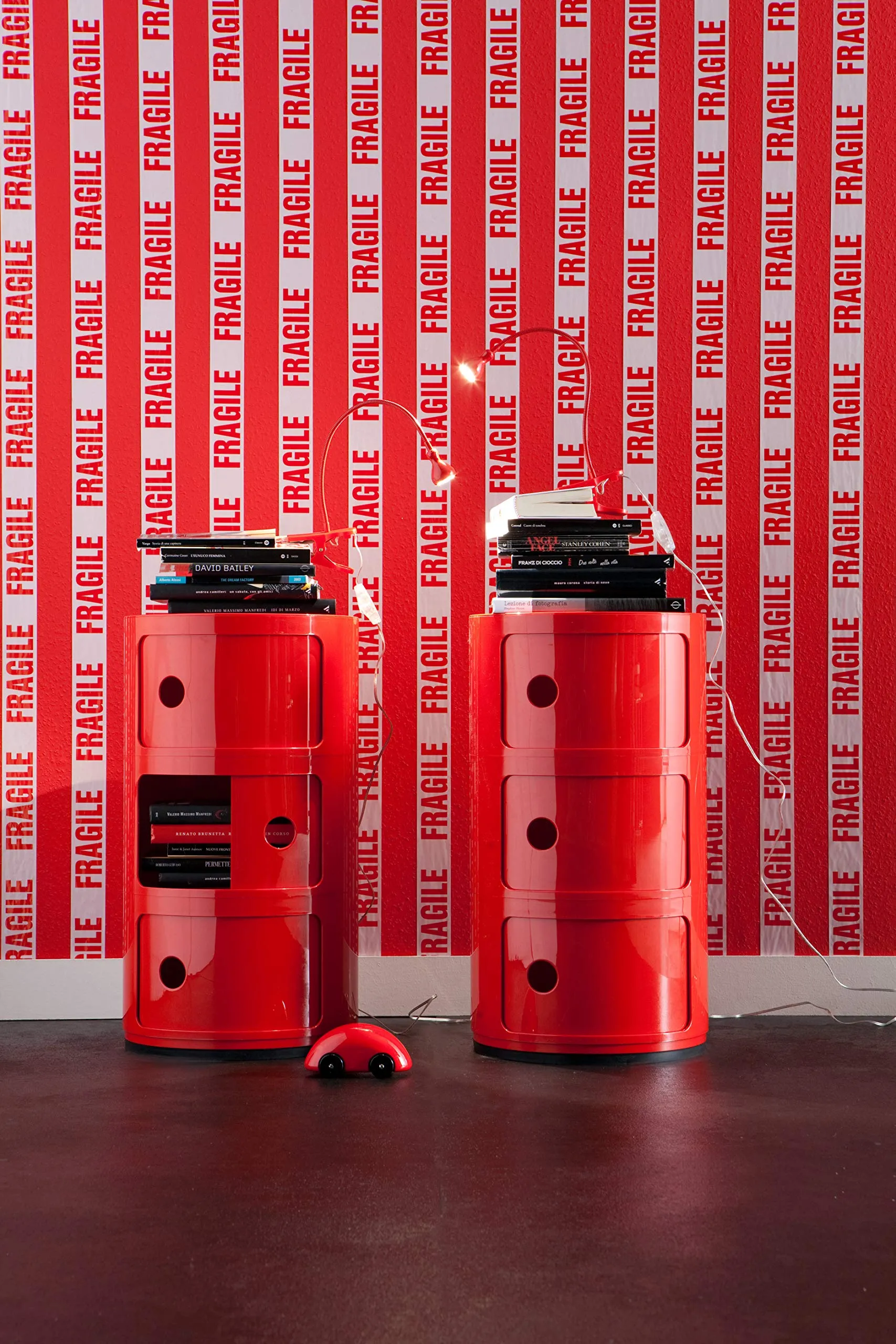 Kartell Componibili Contenitore 3 Elementi, ABS, Rosso, 32 x 32 x 58.5 cm - immagine 2