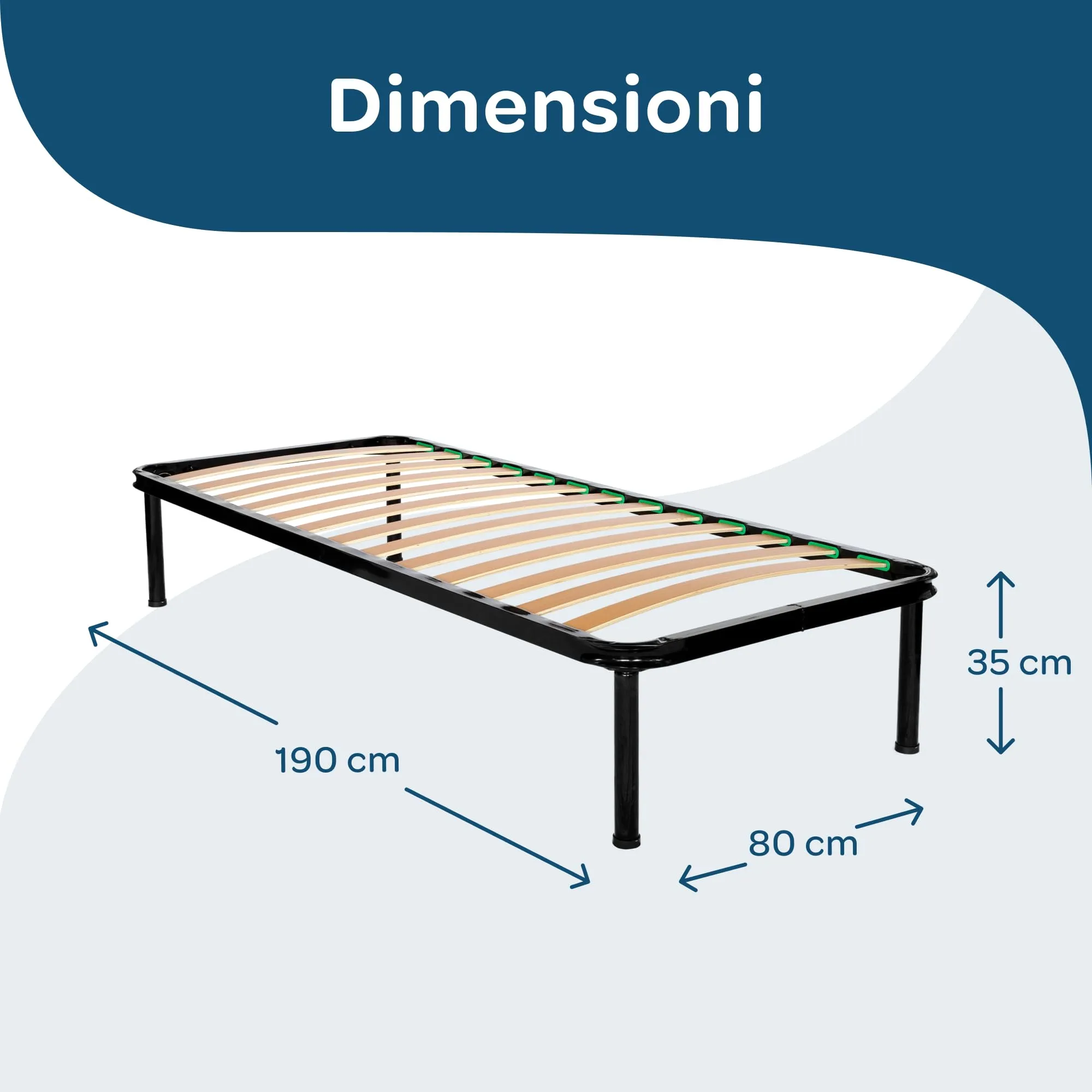 Dolci Sogni Set Letto Singolo 80x190 con Rete a Doghe in Legno, Materasso 14 cm e Cuscino - immagine 3