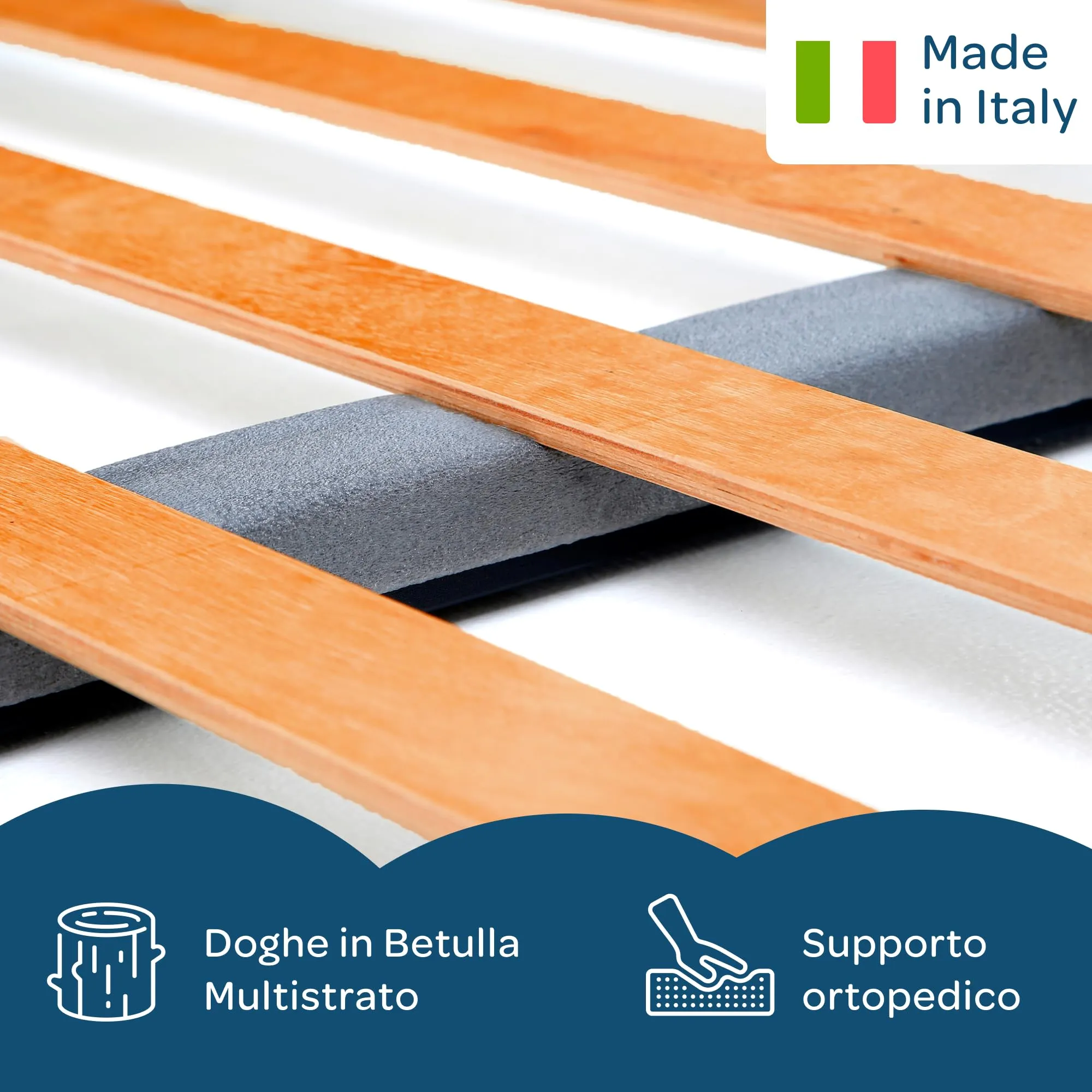 Dolci Sogni Set Letto Singolo 80x190 con Rete a Doghe in Legno, Materasso 14 cm e Cuscino - immagine 6