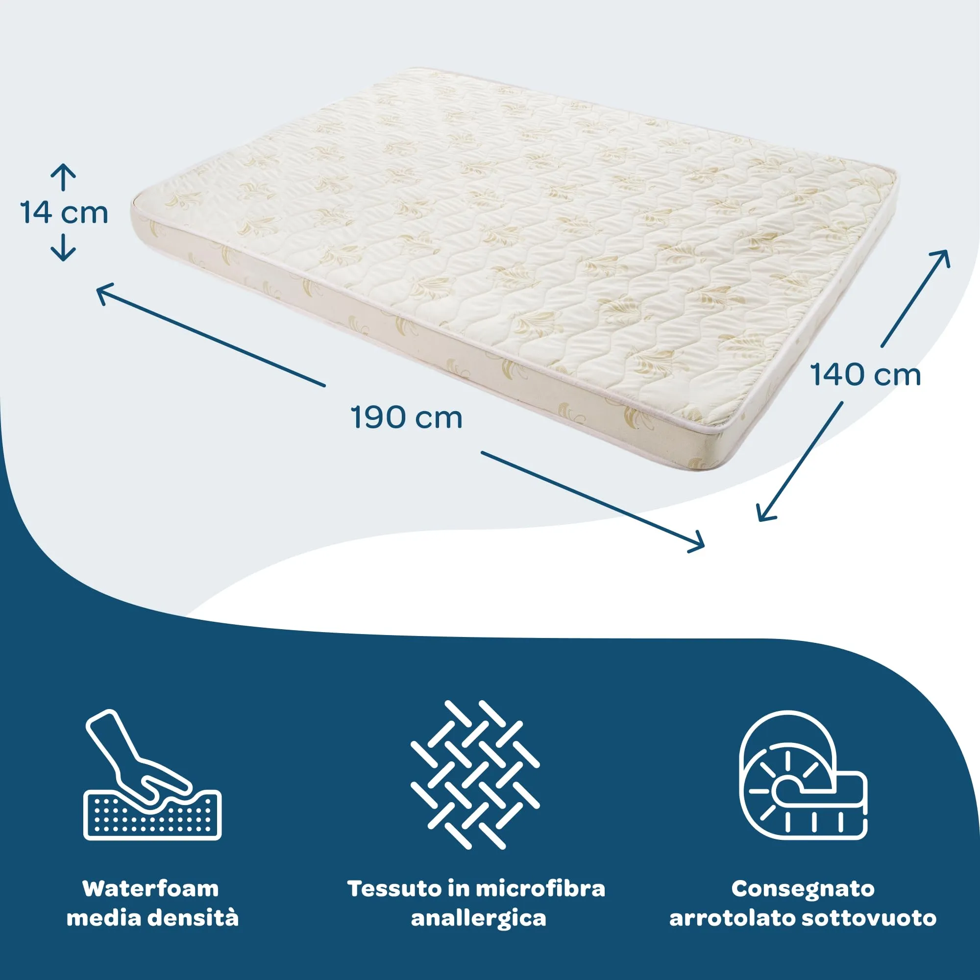 Dolci Sogni Set Letto Piazza e Mezza alla Francese 140x190 con Rete a Doghe in Legno, Materasso 14 cm e Cuscino - immagine 5