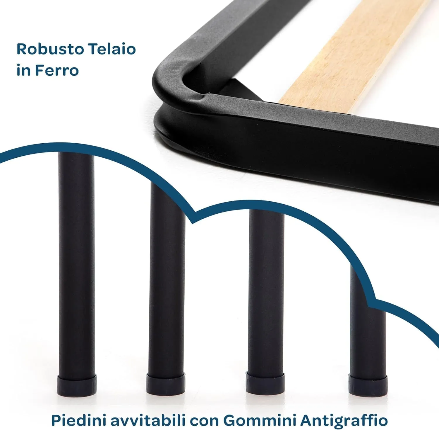 Dolci Sogni Set Letto Piazza e Mezza alla Francese 140x190 con Rete a Doghe in Legno, Materasso 14 cm e Cuscino - immagine 8