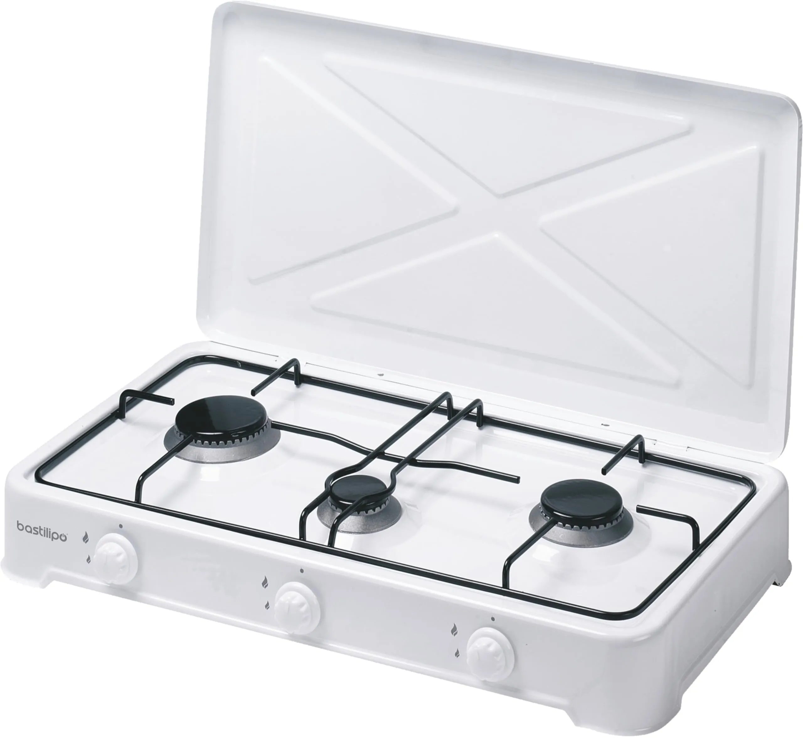 Bastilipo CG-300 Fornello a Gas Butano o Propano, 3 Fuochi, Bianco - immagine 1