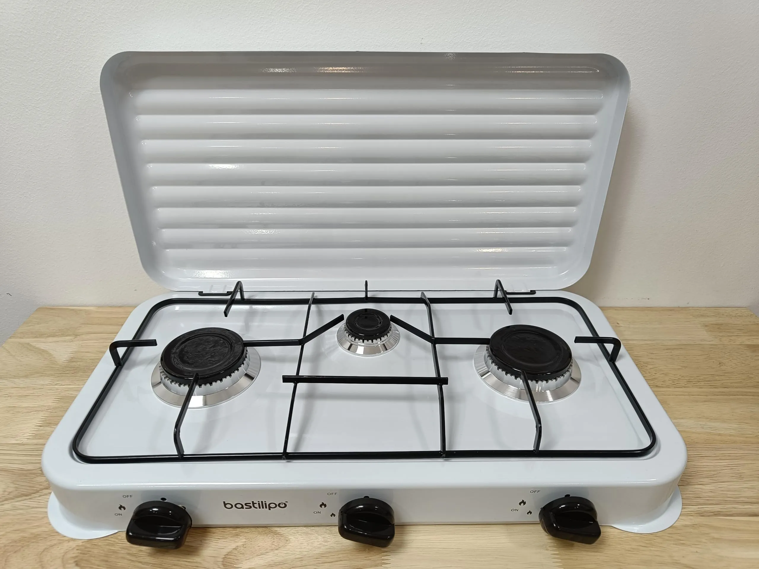 Bastilipo CG-300 Fornello a Gas Butano o Propano, 3 Fuochi, Bianco - immagine 2