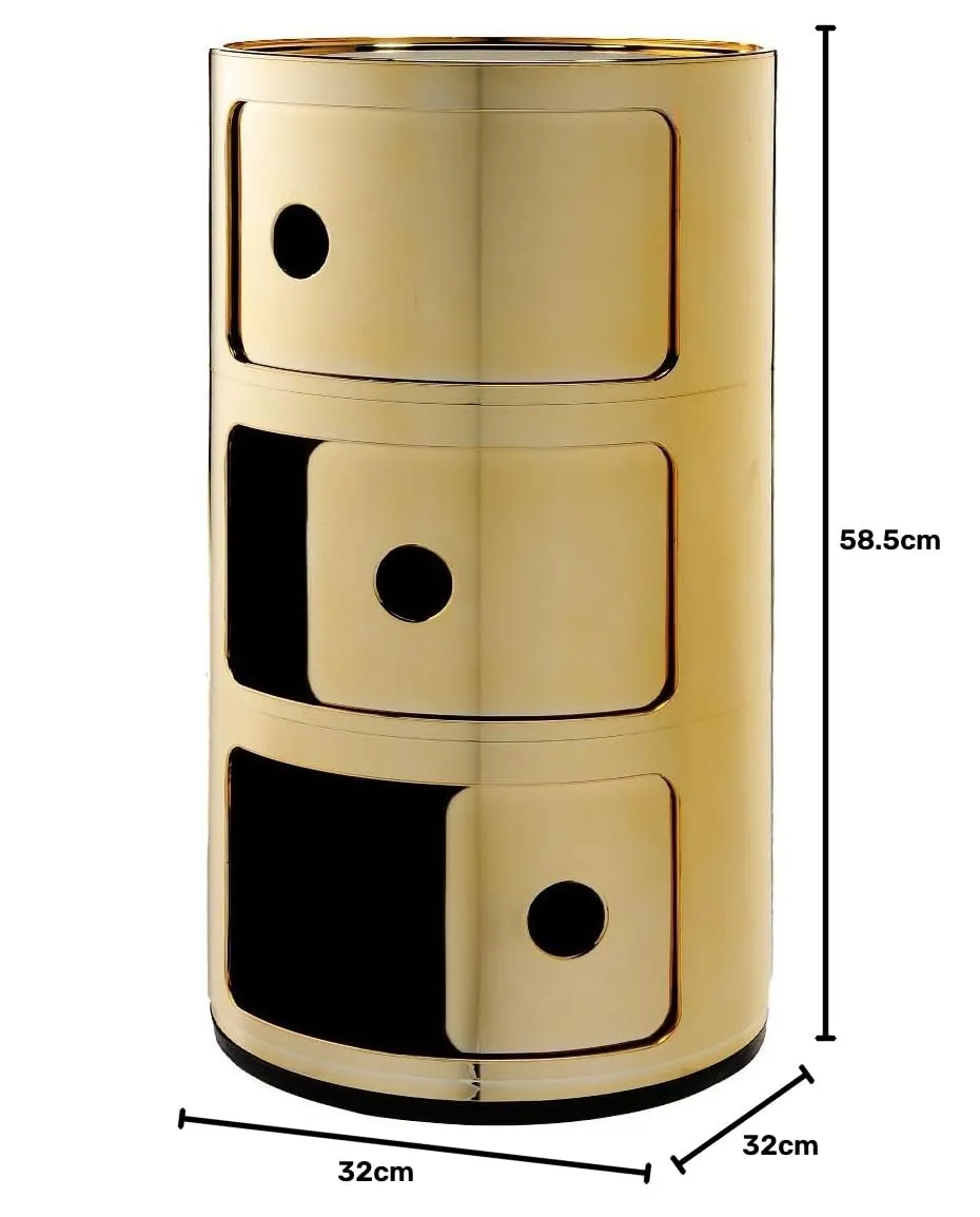 Kartell Componibili Contenitore 3 Elementi, Base Tonda, ABS, Oro, 32 x 32 x 58.5 cm - immagine 3