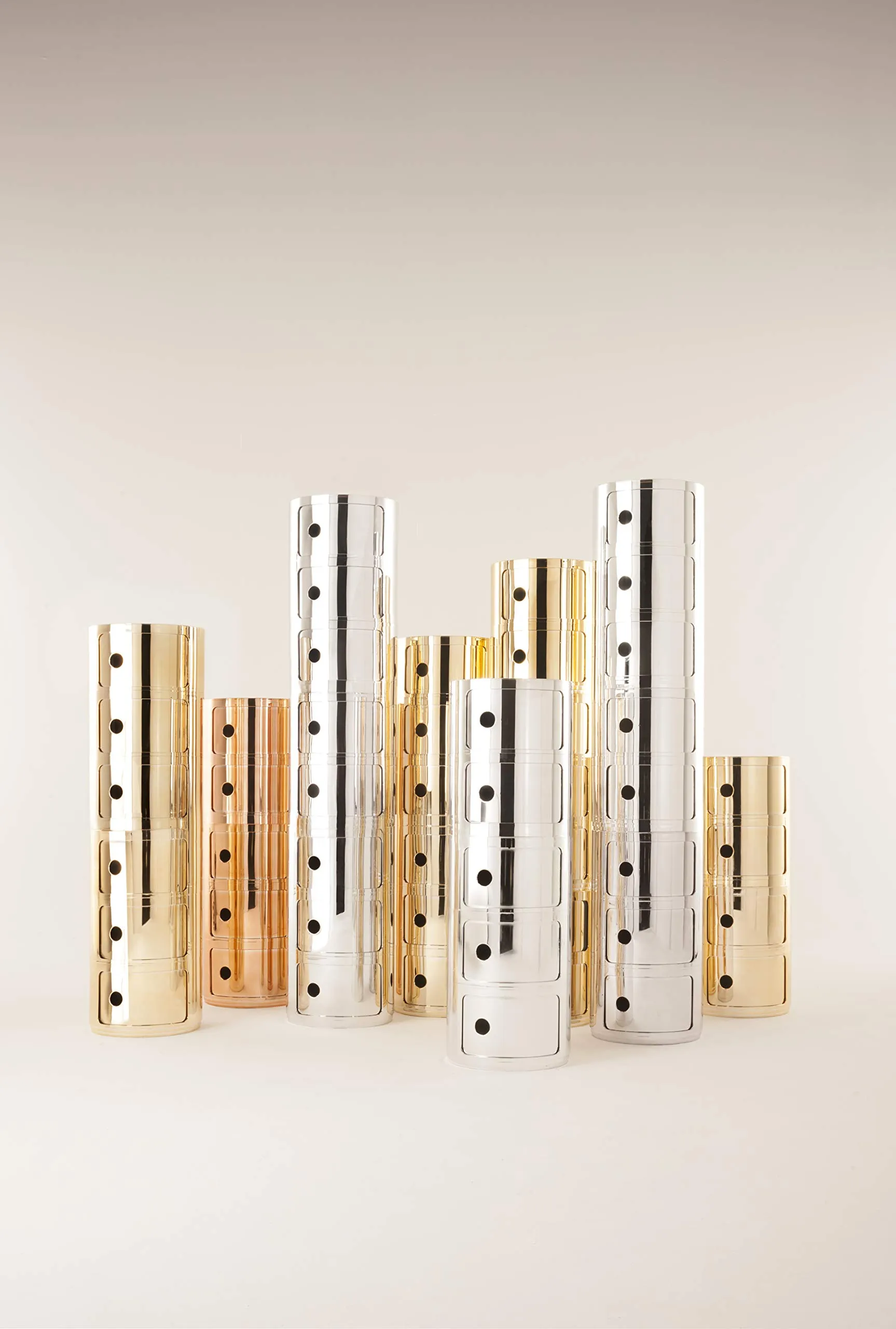 Kartell Componibili Contenitore 3 Elementi, Base Tonda, ABS, Oro, 32 x 32 x 58.5 cm - immagine 9