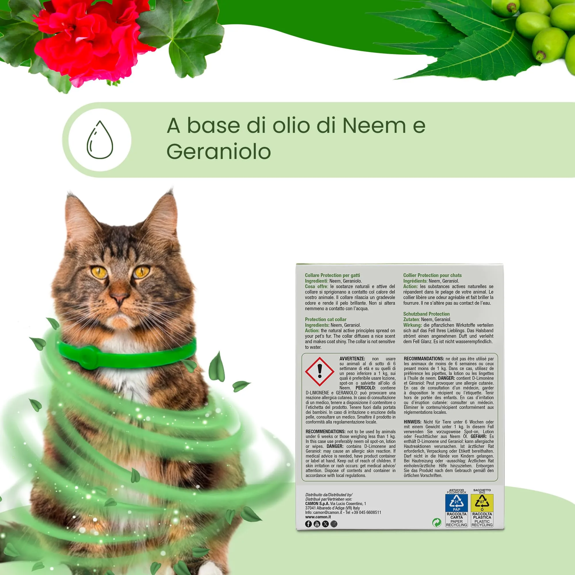 Camon Collare Barriera per Gatto Olio di Neem, 35cm - immagine 2