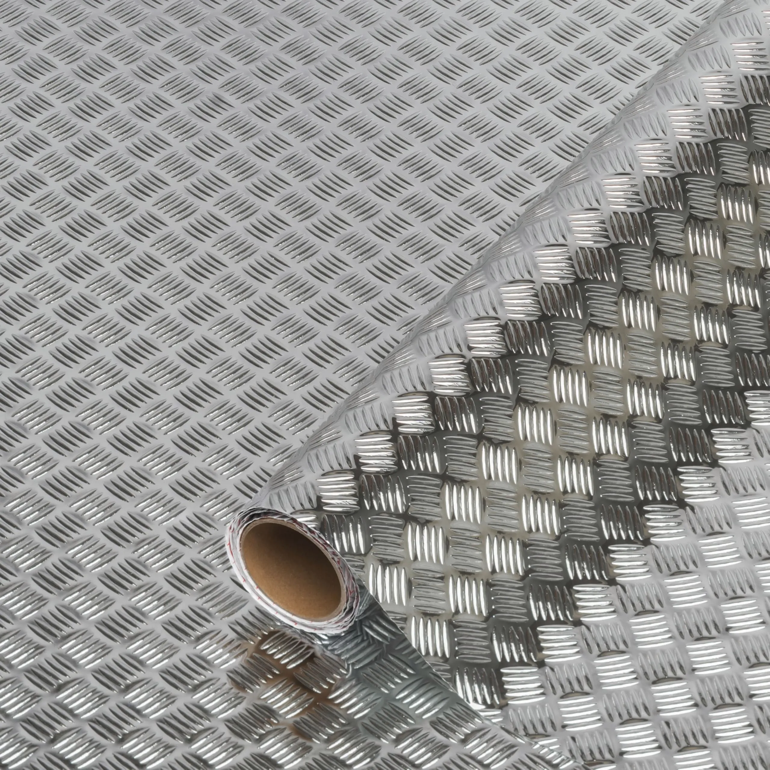 d-c-fix Pellicola Adesiva Metallica Piastra a Scacchiera Argento Lucido 45 x 150 cm - immagine 1
