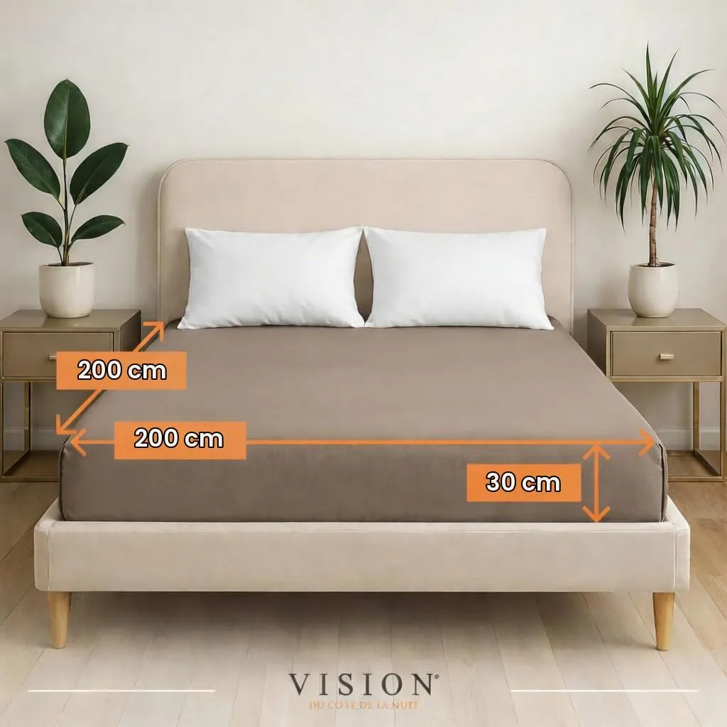 VISION Lenzuolo con angoli in cotone, 200 x 200 cm, Corda - immagine 2