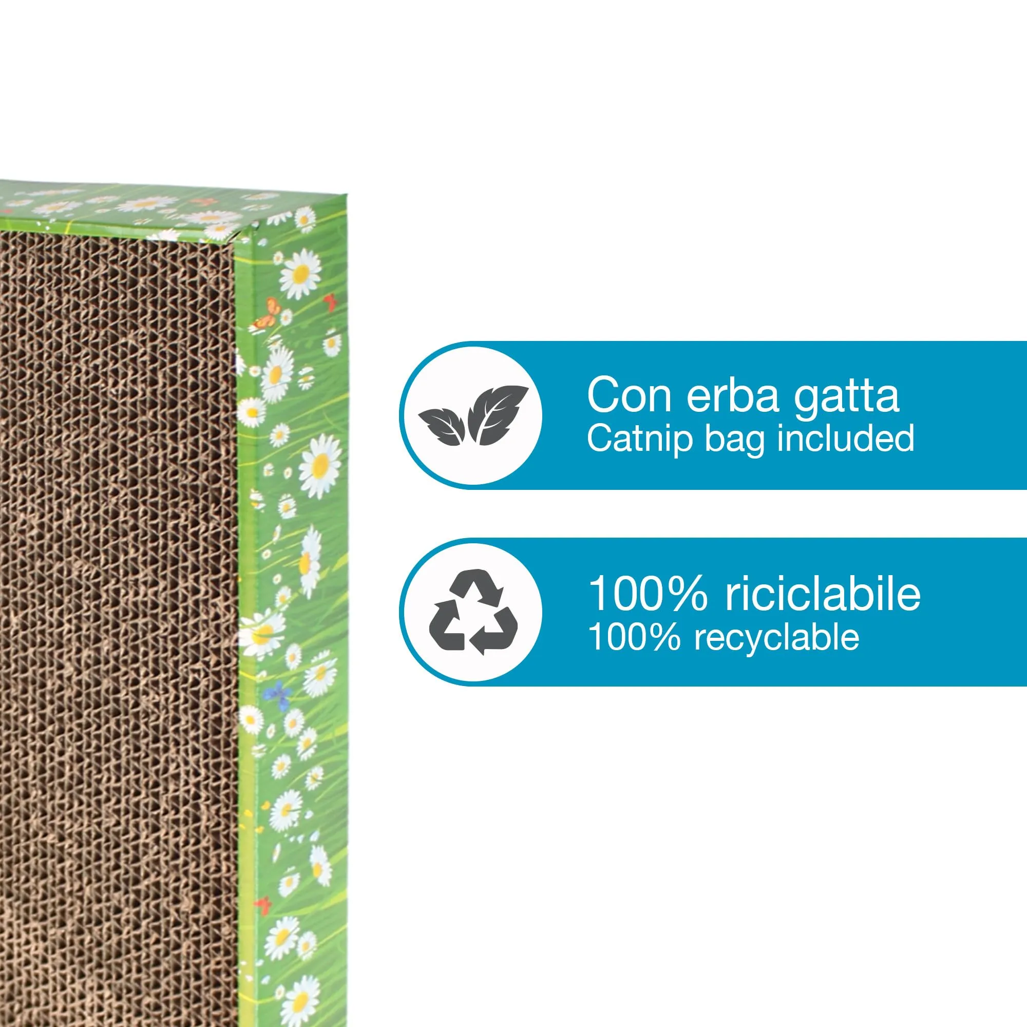 Croci Tiragraffi per Gatti in Cartone, 2 Strati Reversibili, Stile Fiori, 48x25x5 cm - immagine 3