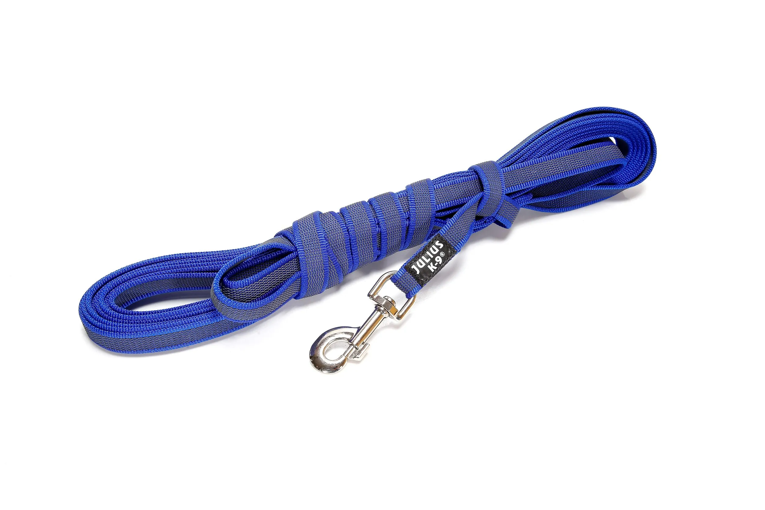 Julius-K9 Color & Gray Super Presa Guinzaglio Con Manico, 20 mm x 5 m, Blu - immagine 1