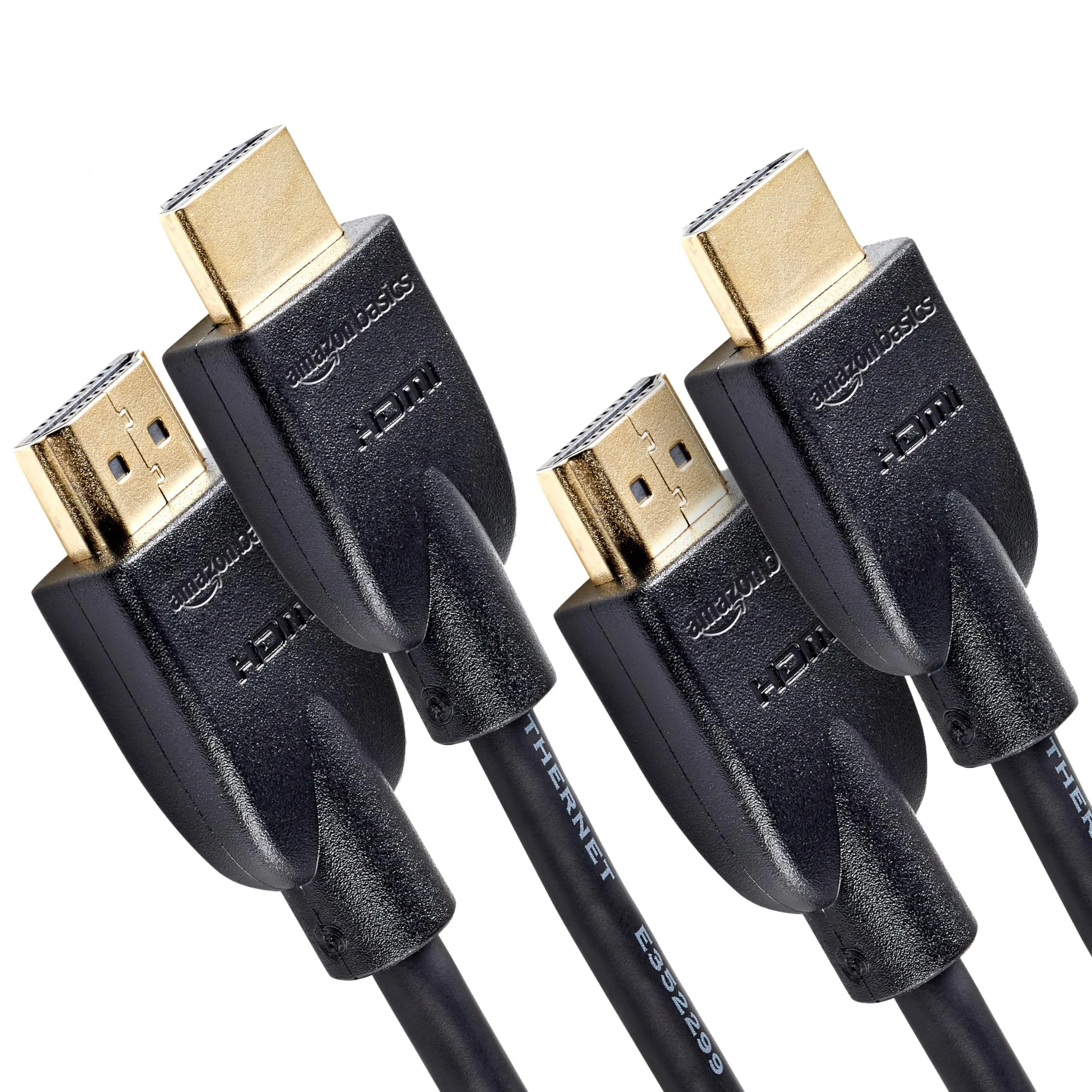 Amazon Basics Cavi HDMI 4K Alta Velocità con Ethernet, 3 m, Nero (Confezione da 2) - immagine 1