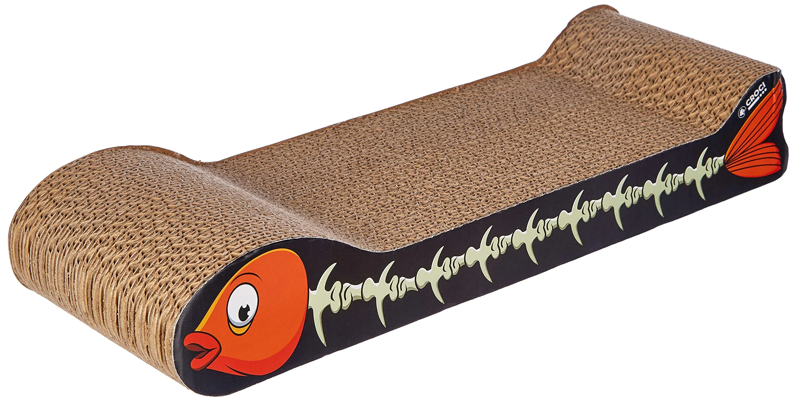 Croci Tiragraffi per gatti in cartone a forma di Pesce, 2 strati reversibili, 44 x 14 x 7 cm - immagine 4