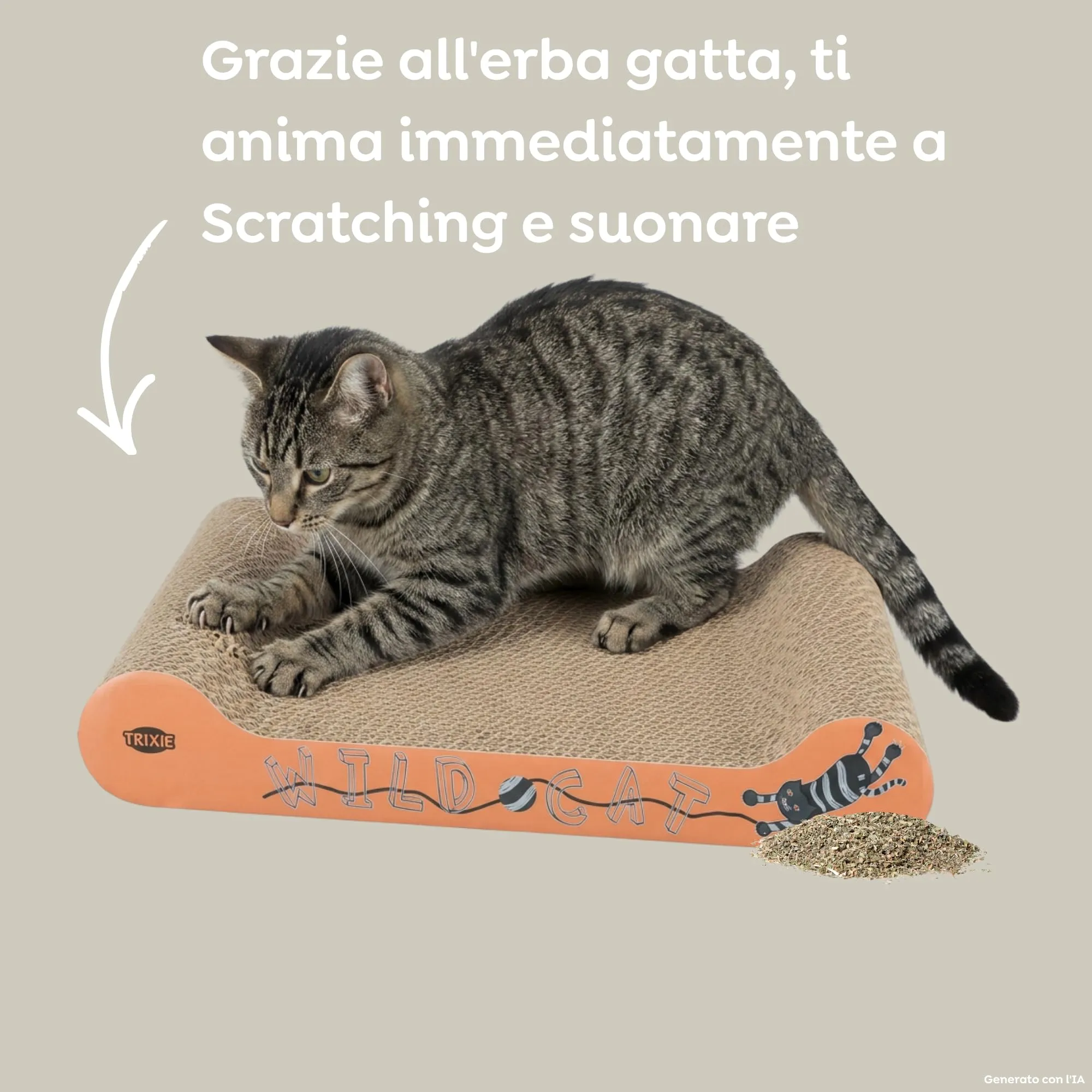 TRIXIE Wild Cat Tiragraffi per Gatti in Cartone Ondulato, 41 × 24 × 7 cm - immagine 7