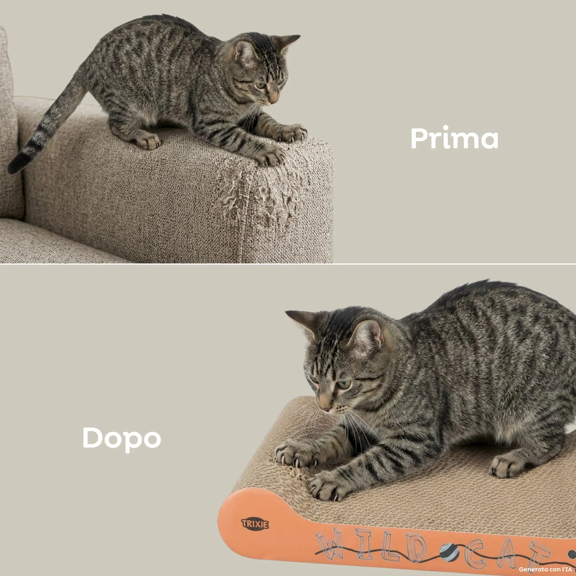 TRIXIE Wild Cat Tiragraffi per Gatti in Cartone Ondulato, 41 × 24 × 7 cm - immagine 9
