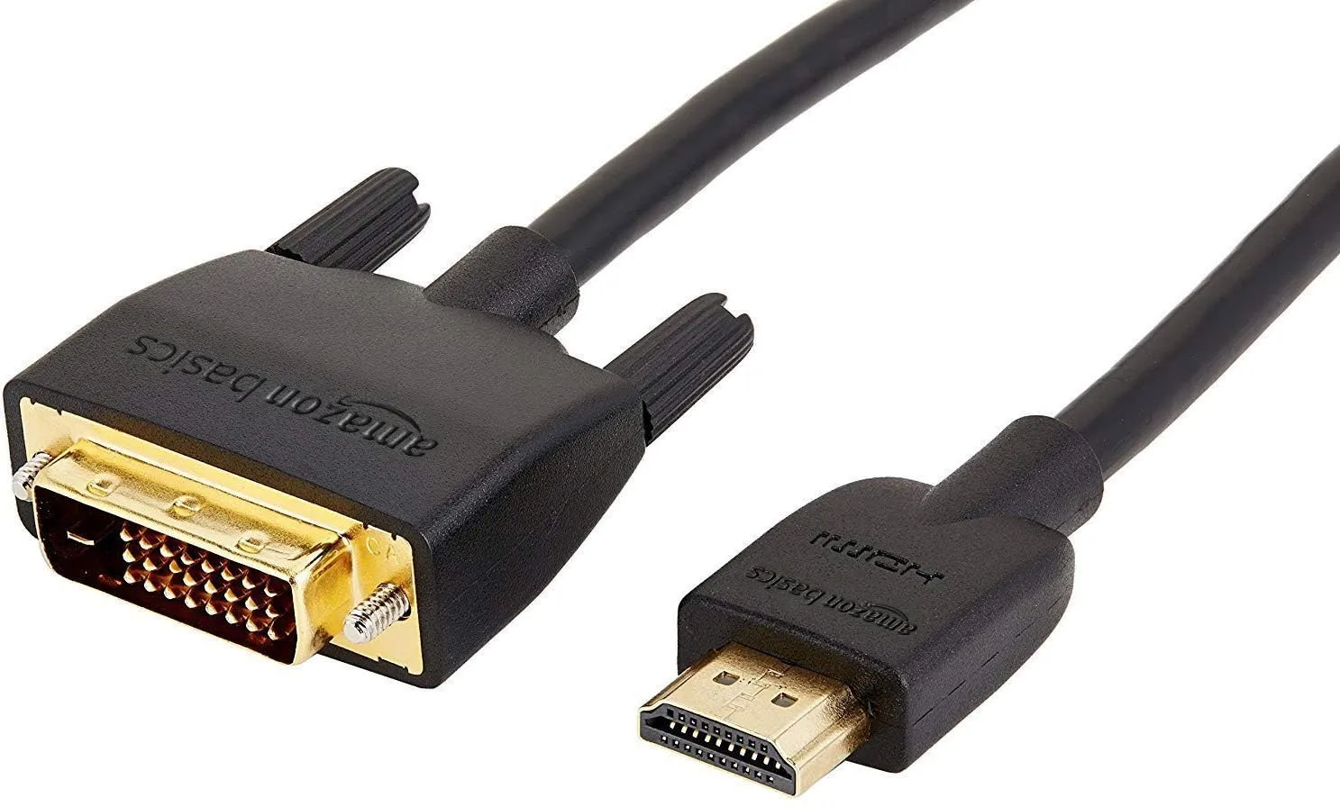 Amazon Basics Cavo Adattatore HDMI-A a DVI Maschio, Bidirezionale, 1080P, Placcato Oro, 3 m, Nero - immagine 1