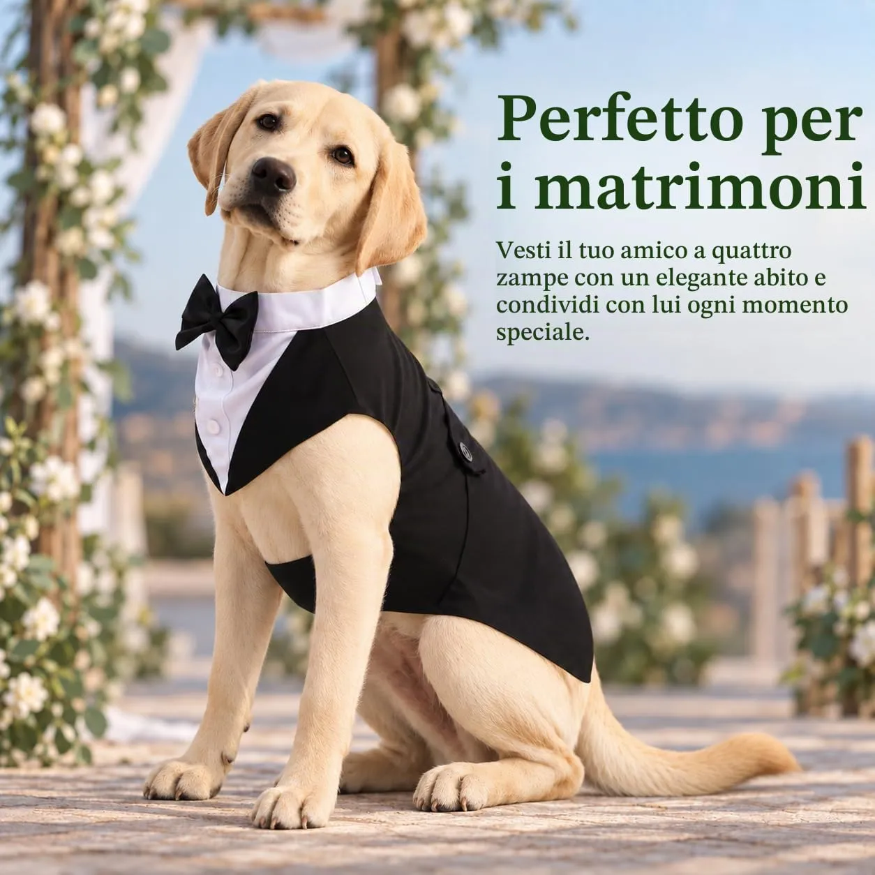 Kuoser Abito Smoking per Cani con Papillon e Bandana Removibile - immagine 5