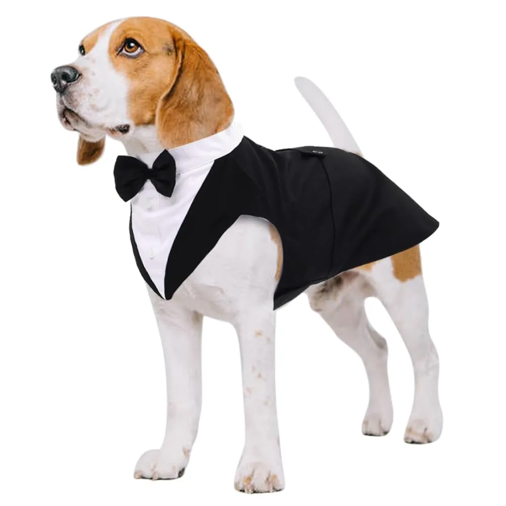 Kuoser Abito Smoking per Cani con Papillon e Bandana, Vestito Formale per Matrimoni e Feste - immagine 1