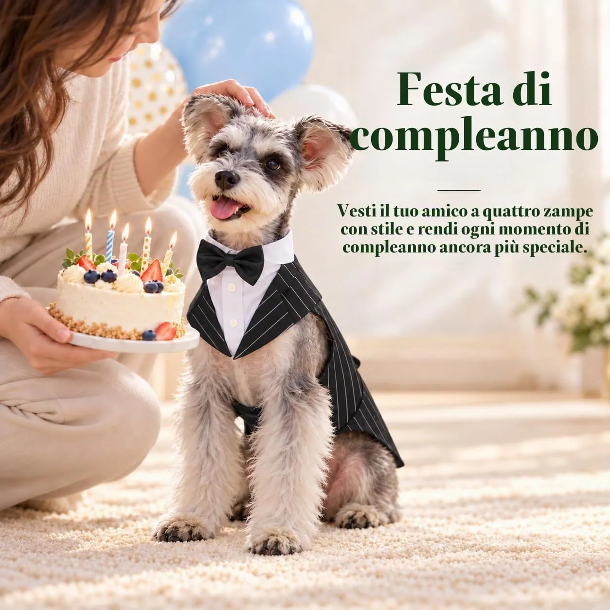 Kuoser Abito Smoking per Cani con Papillon e Bandana, Set Formale per Matrimoni e Feste - immagine 6