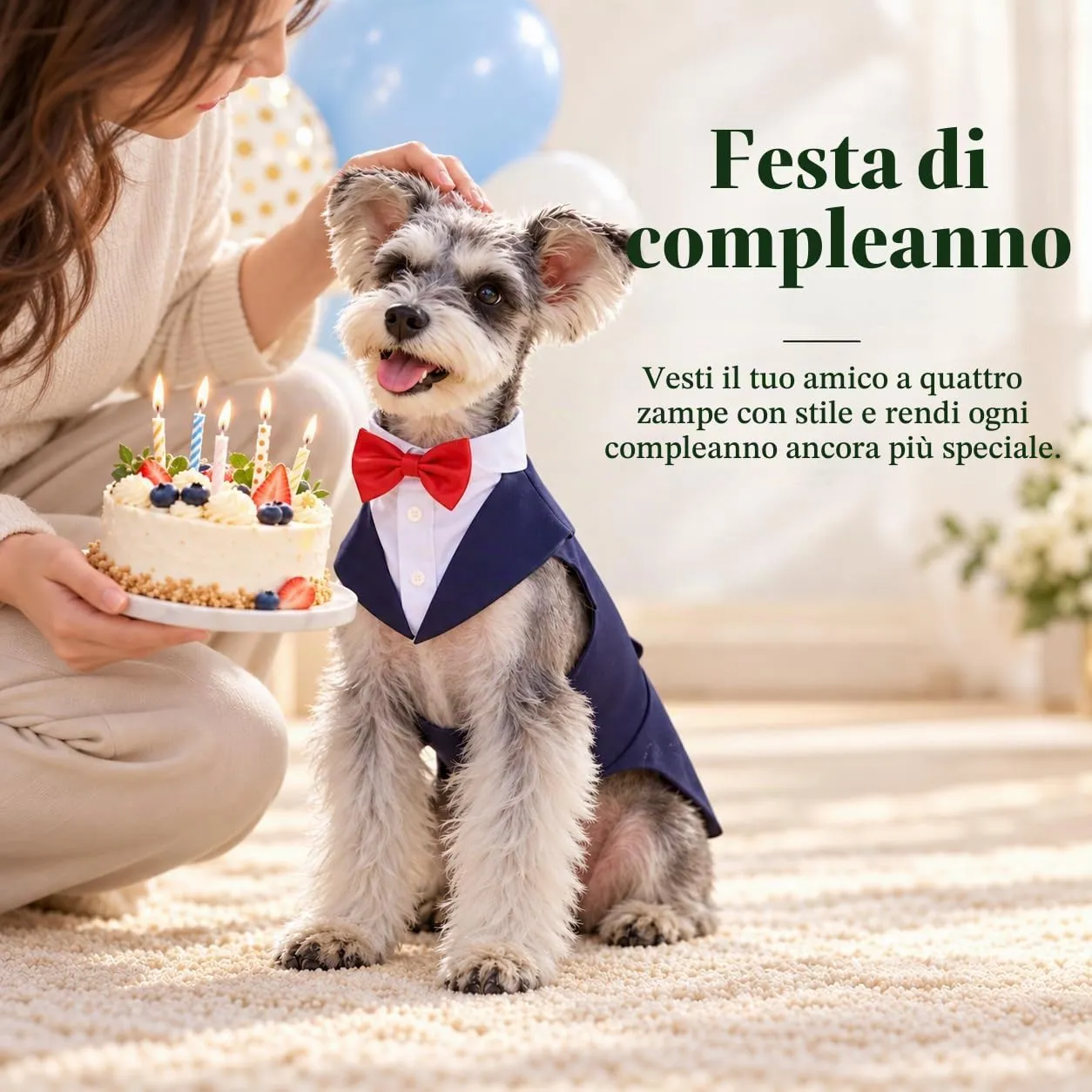 Kuoser Abito Smoking per Cani con Papillon e Bandana Rimovibile - immagine 6