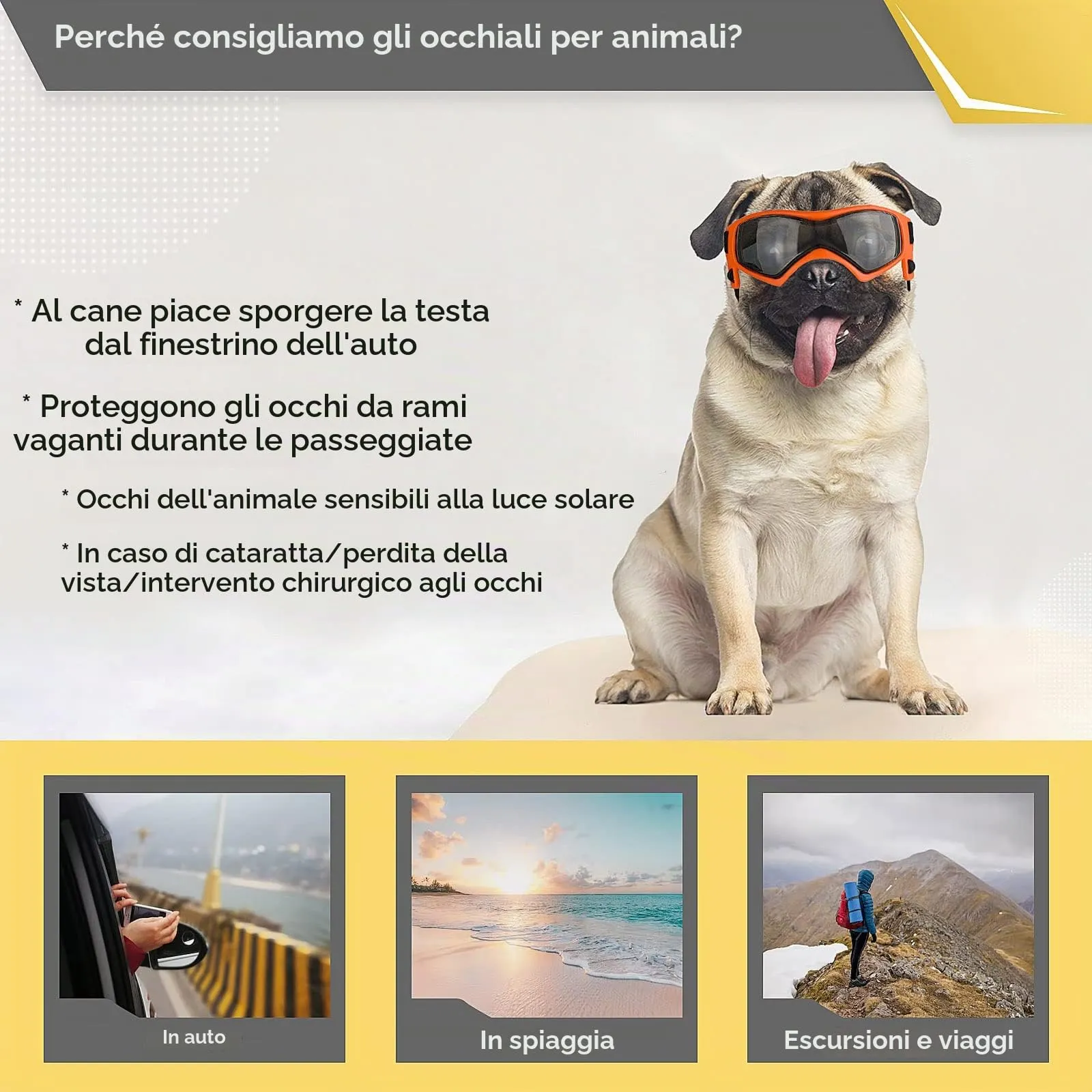 NAMSAN Occhiali da Sole per Cani di Piccola e Media Taglia, Protezione UV, Arancione - immagine 6