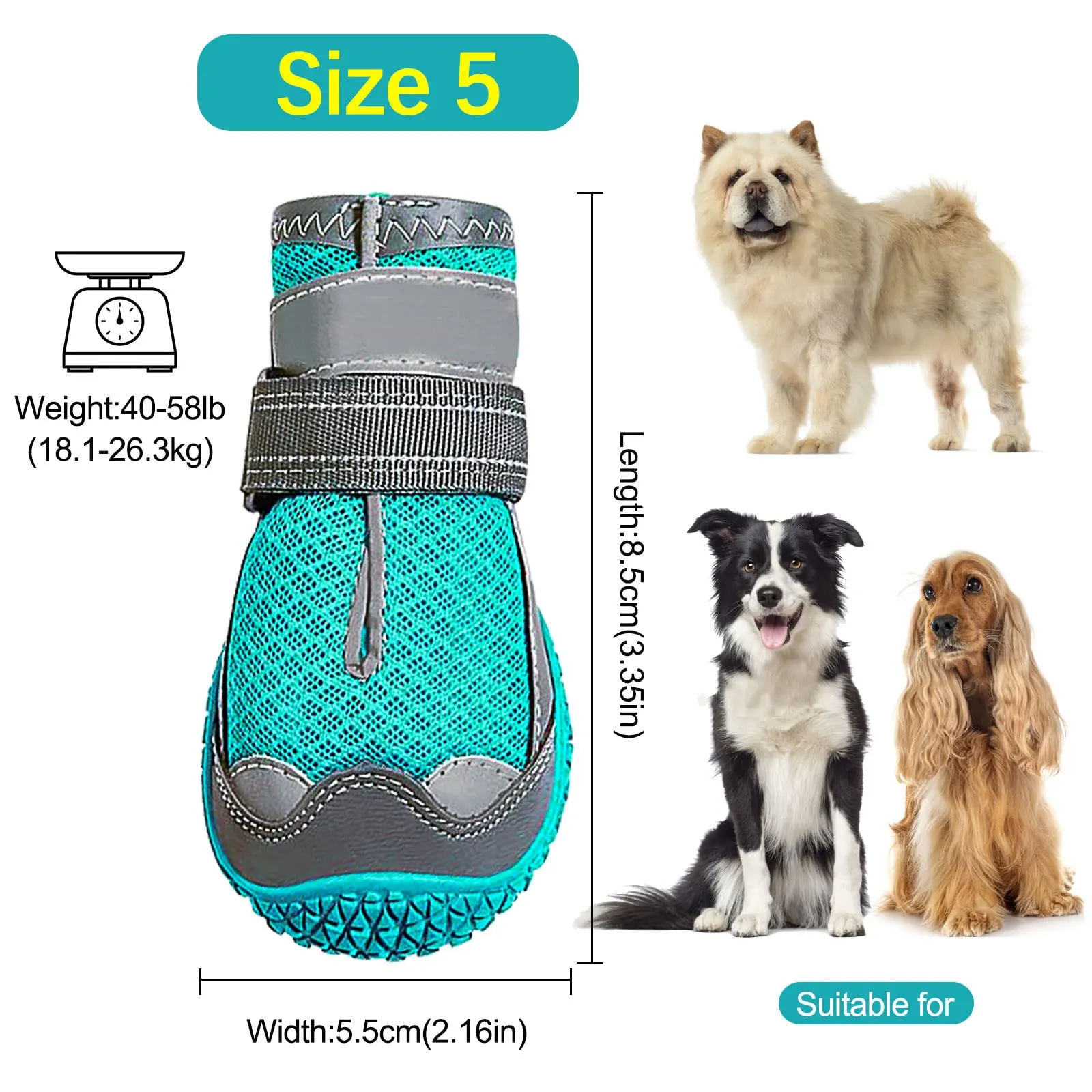 Havenfly Stivali per Cani Traspiranti e Antiscivolo con Cinghie Regolabili Riflettenti, 4 Pezzi, Taglia 5 - immagine 3