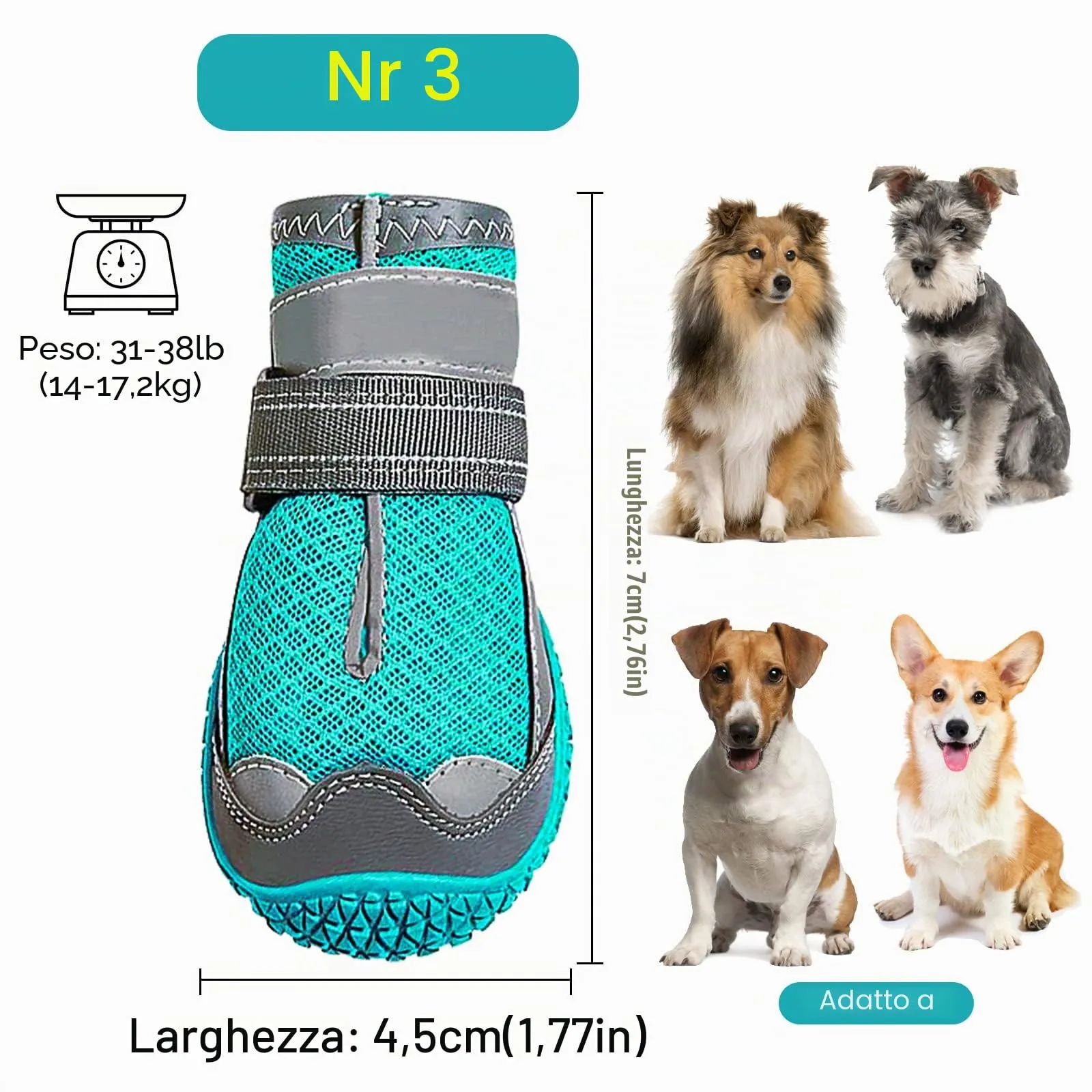 Havenfly Stivali per Cani Traspiranti Antiscivolo con Cinghie Regolabili Riflettenti, 4 Pezzi, Taglia 3 - immagine 3