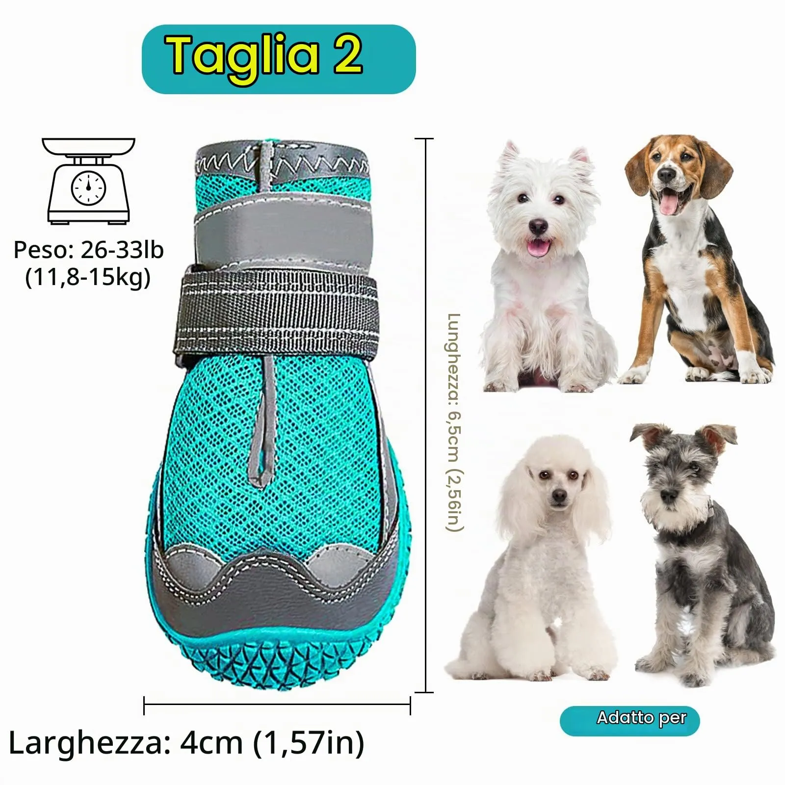 Havenfly Stivali per Cani Traspiranti e Antiscivolo con Cinghie Regolabili Riflettenti, Blu, Taglia 2 (2 pezzi) - immagine 3