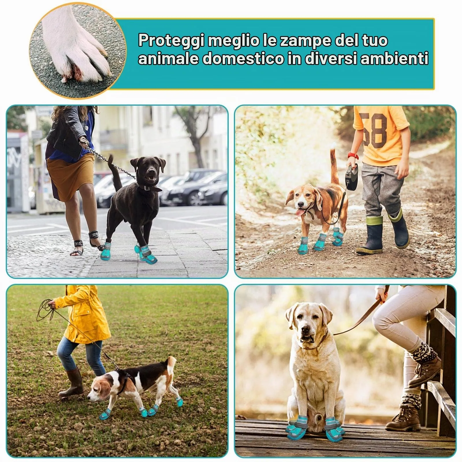 Havenfly Stivali per Cani Traspiranti e Antiscivolo con Cinghie Regolabili Riflettenti, Blu, Taglia 2 (2 pezzi) - immagine 8
