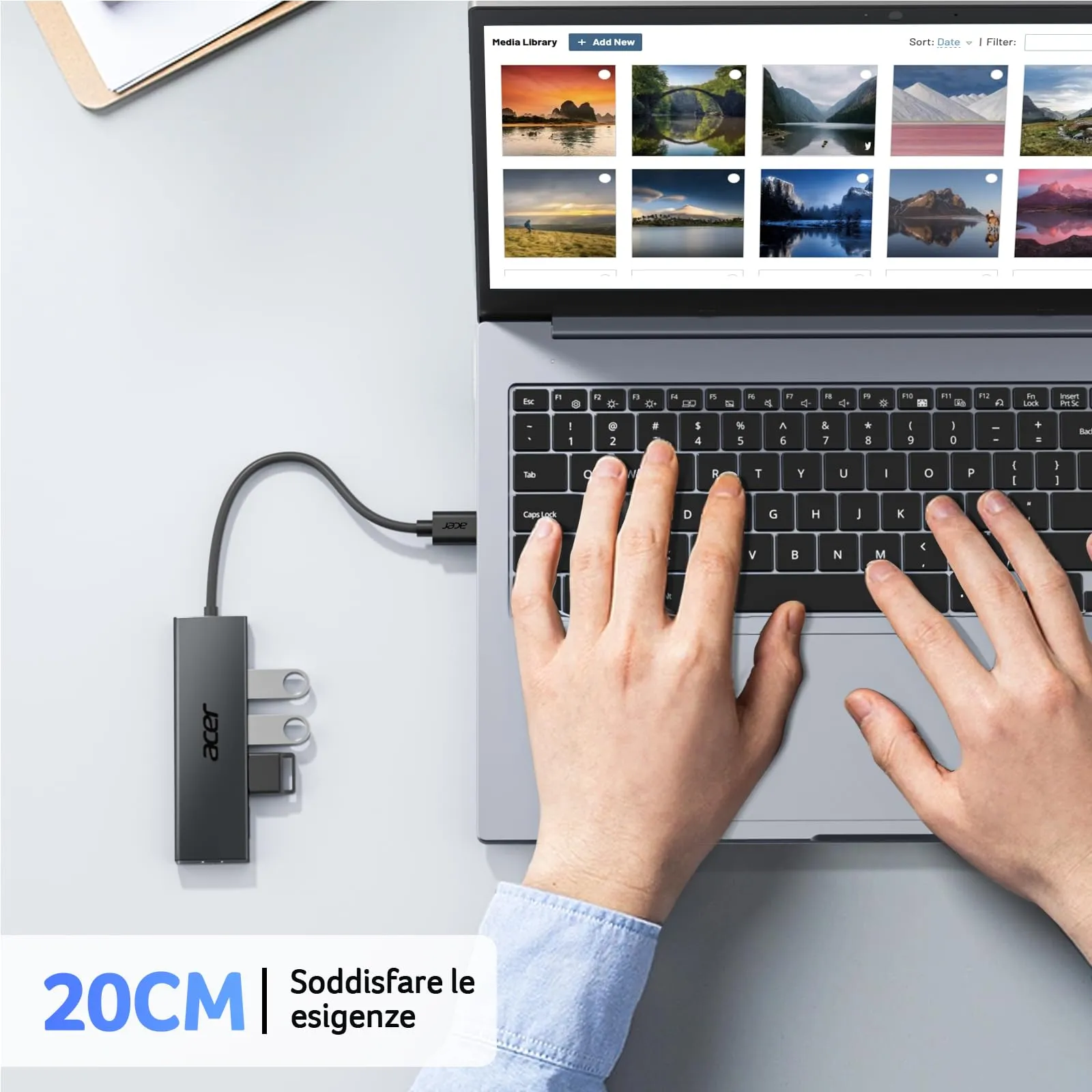 Acer Hub USB 3.0 con 5 porte, 5Gbps, 21cm - immagine 4