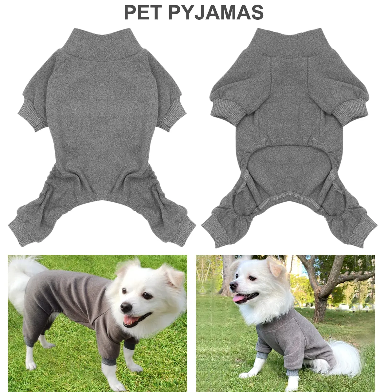 HuaLiSiJi Pigiama per Cani di Piccola e Media Taglia, Grigio, XL - immagine 3