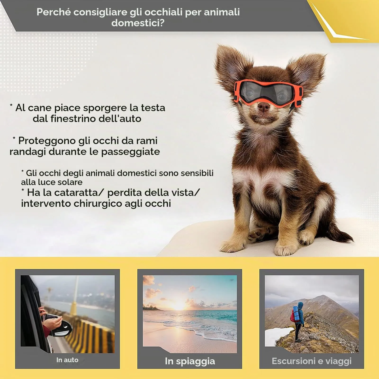 NAMSAN Occhiali da Sole Protettivi per Cani di Piccola Taglia, Protezione UV, Arancione - immagine 7