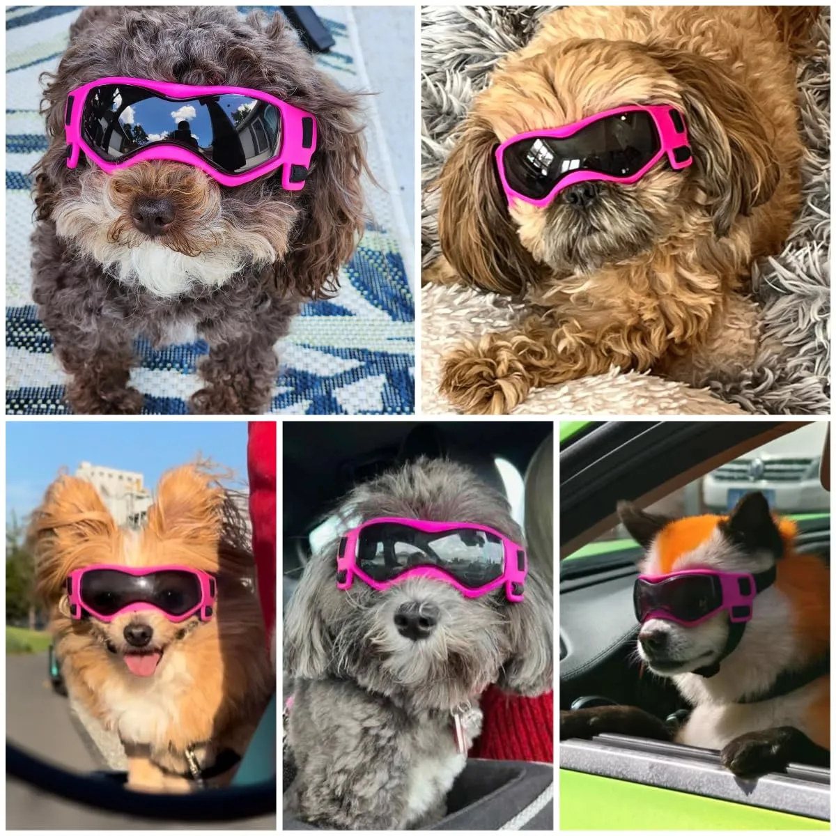 NAMSAN Occhiali da Sole Protettivi per Cani di Piccola Taglia, Protezione UV, Rosa - immagine 2