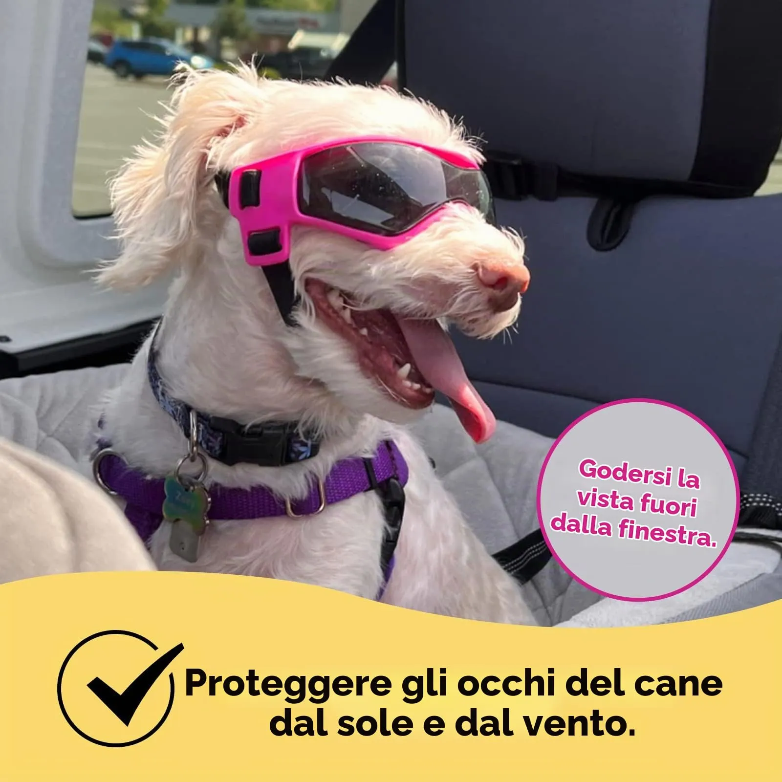 NAMSAN Occhiali da Sole Protettivi per Cani di Piccola Taglia, Protezione UV, Rosa - immagine 3