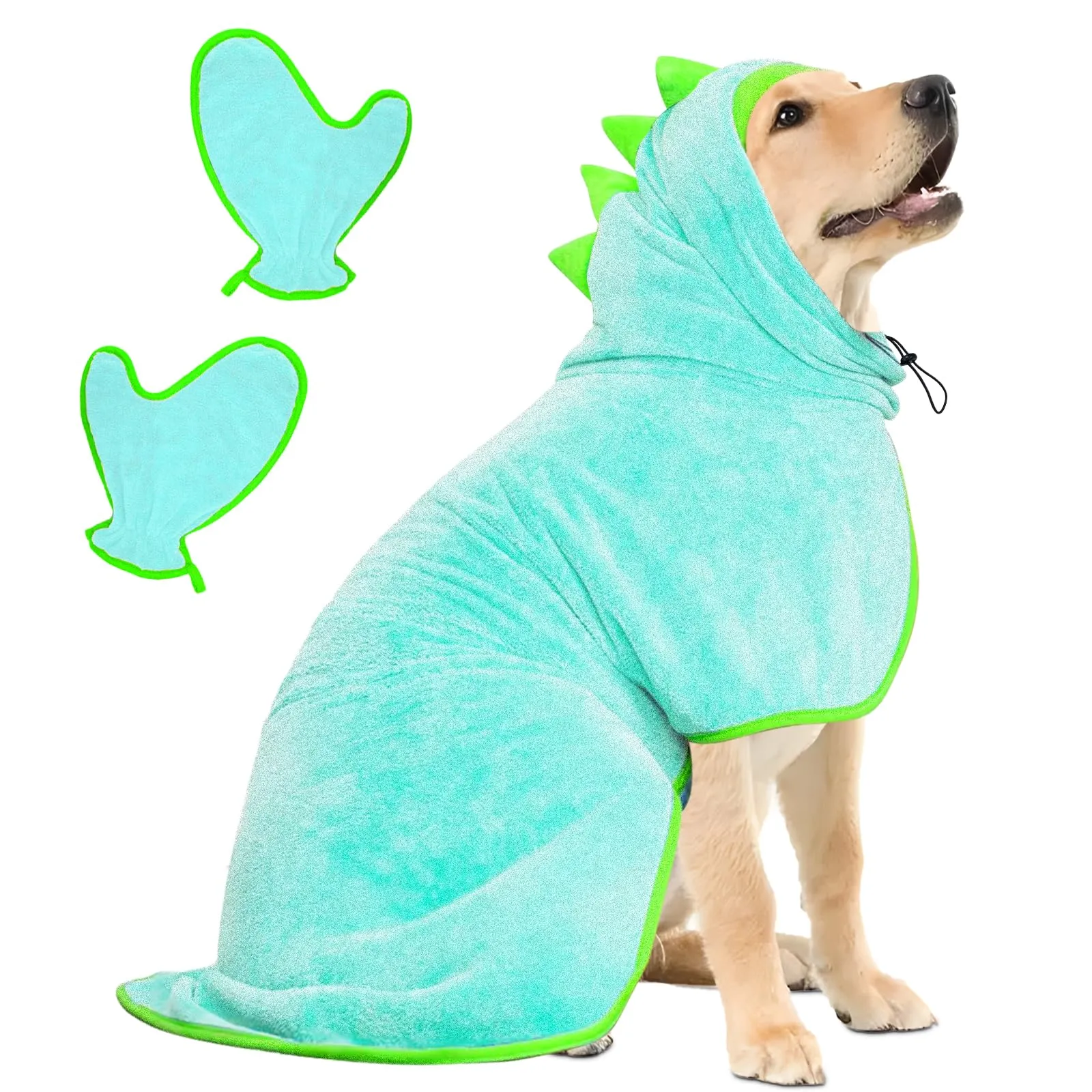Bibykivn Accappatoio in Microfibra per Cani Modello Dinosauro, XL, Blu - immagine 1