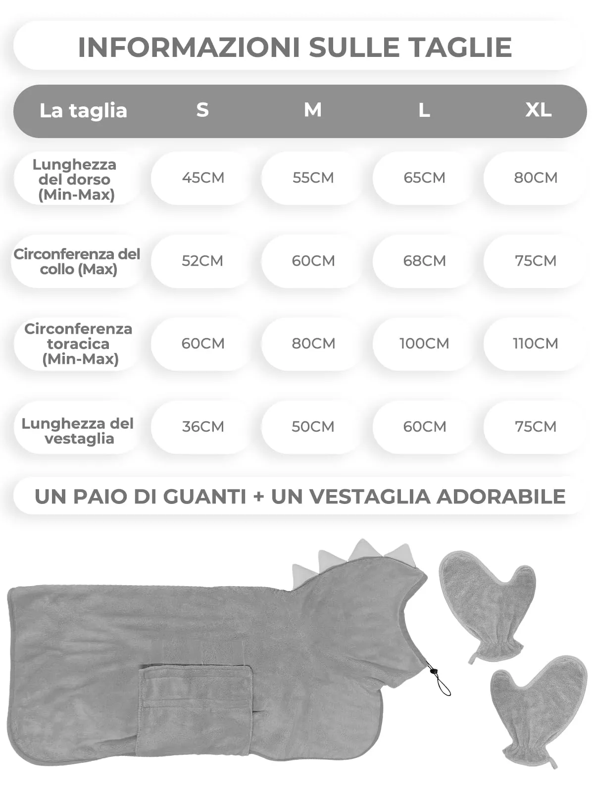 Bibykivn Accappatoio in Microfibra per Cani, Design Dinosauro, Grigio, Taglia M - immagine 4