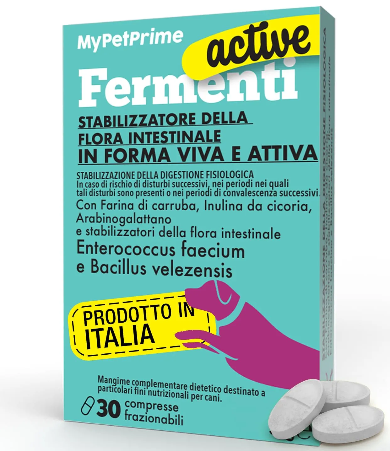 MyPetPrime Fermenti Lattici Cane Active, Probiotici Digestivi, 30 Compresse - immagine 1